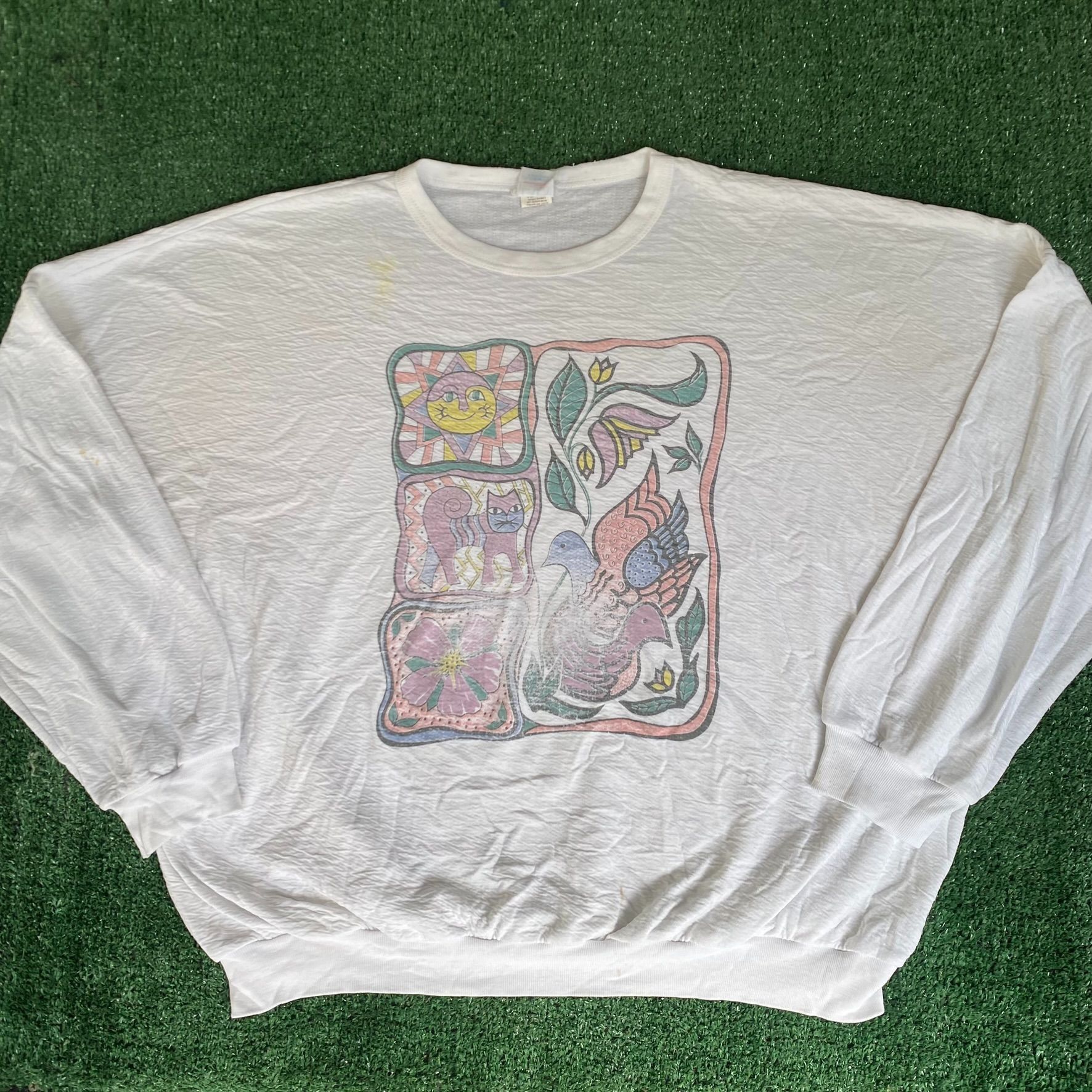 Vintage Vintage 80s Cats Nature Sweatshirt Bird Animal Crewneck Size US XL / EU 56 / 4 - 1 Thumbnail