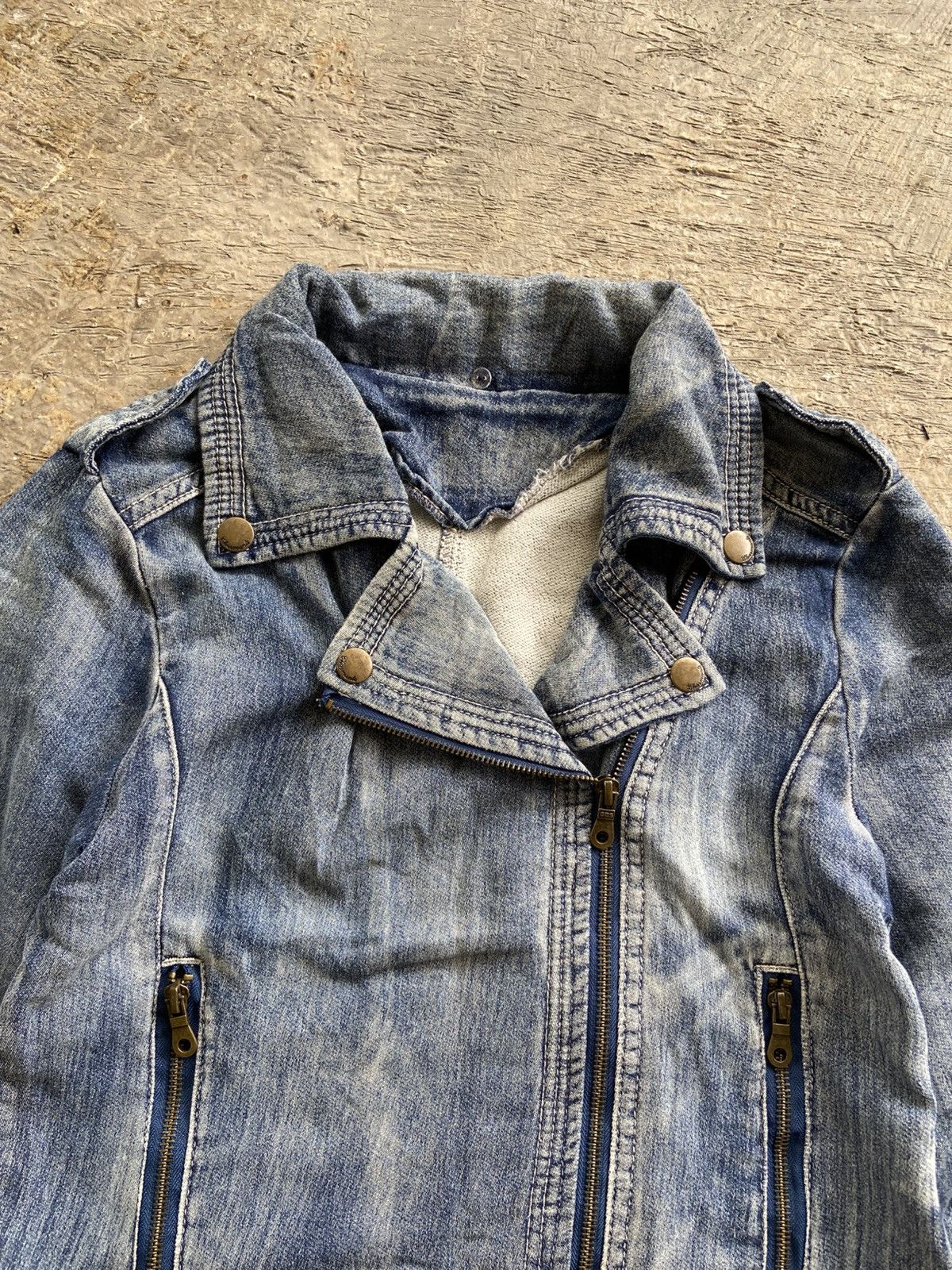 If Six Was Nine 2000s HCMII - Vkei Style Mud Wash Riders Jacket Size M / US 6-8 / IT 42-44 - 4 Thumbnail