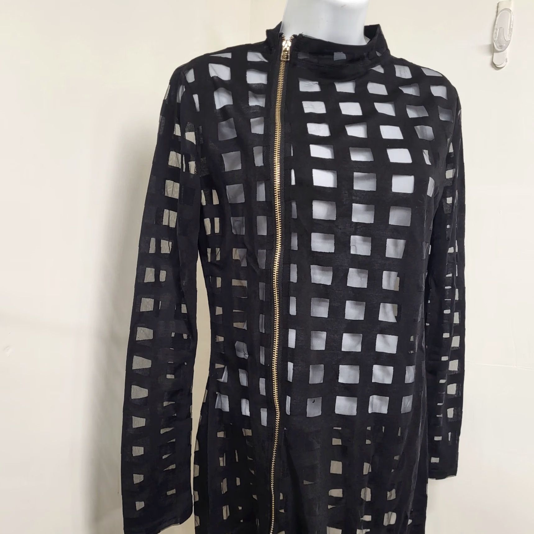 Vintage VINTAGE Unbranded Tunic Dress Womens Size Large Black Trapezoid Grid Gothic Wednesday 🖤 Size L / US 10 / IT 46 - 4 Thumbnail
