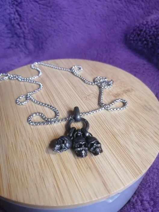 Vintage Skull Punk 3pendant Chain Necklace Size ONE SIZE - 6 Thumbnail