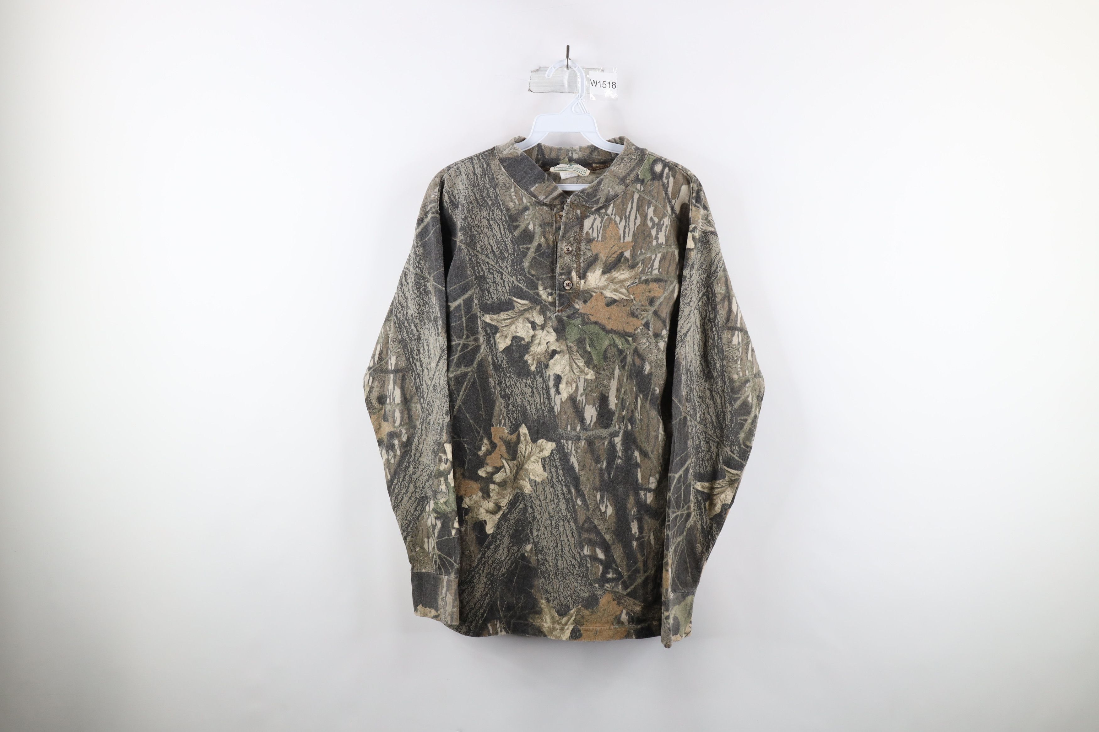 Mossy Oaks × Vintage Vintage 80s Mossy Oak Camouflage Long Sleeve Henley T-Shirt Size US M / EU 48-50 / 2 - 1 Thumbnail