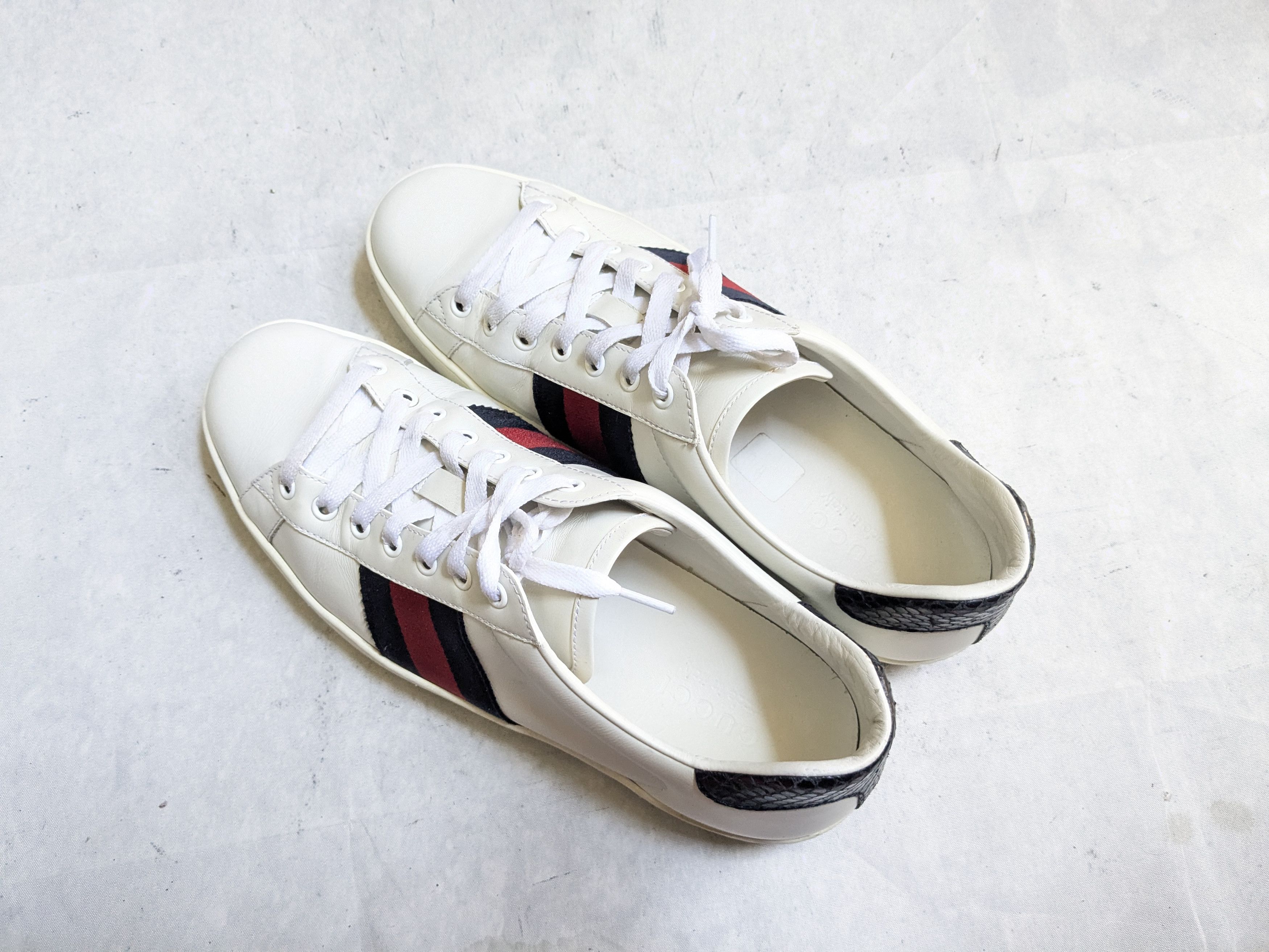 Gucci Gucci Ace Sneakers 10 White Leather Low 386750 Size US 10 / EU 43 - 14 Thumbnail
