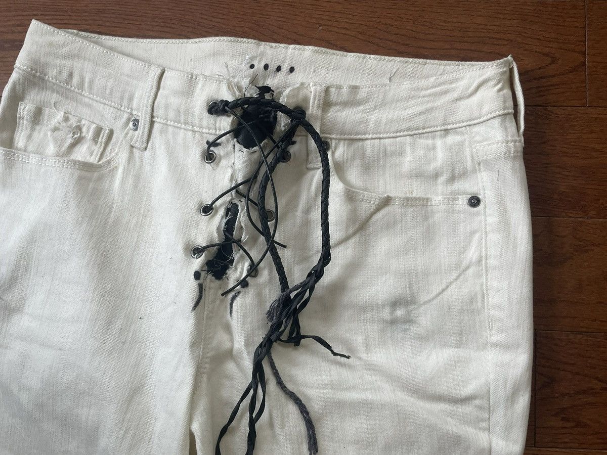 Le Grande Bleu (L.G.B.) white laced up leather patched lgb esk skull jeans Size US 30 / EU 46 - 2 Thumbnail
