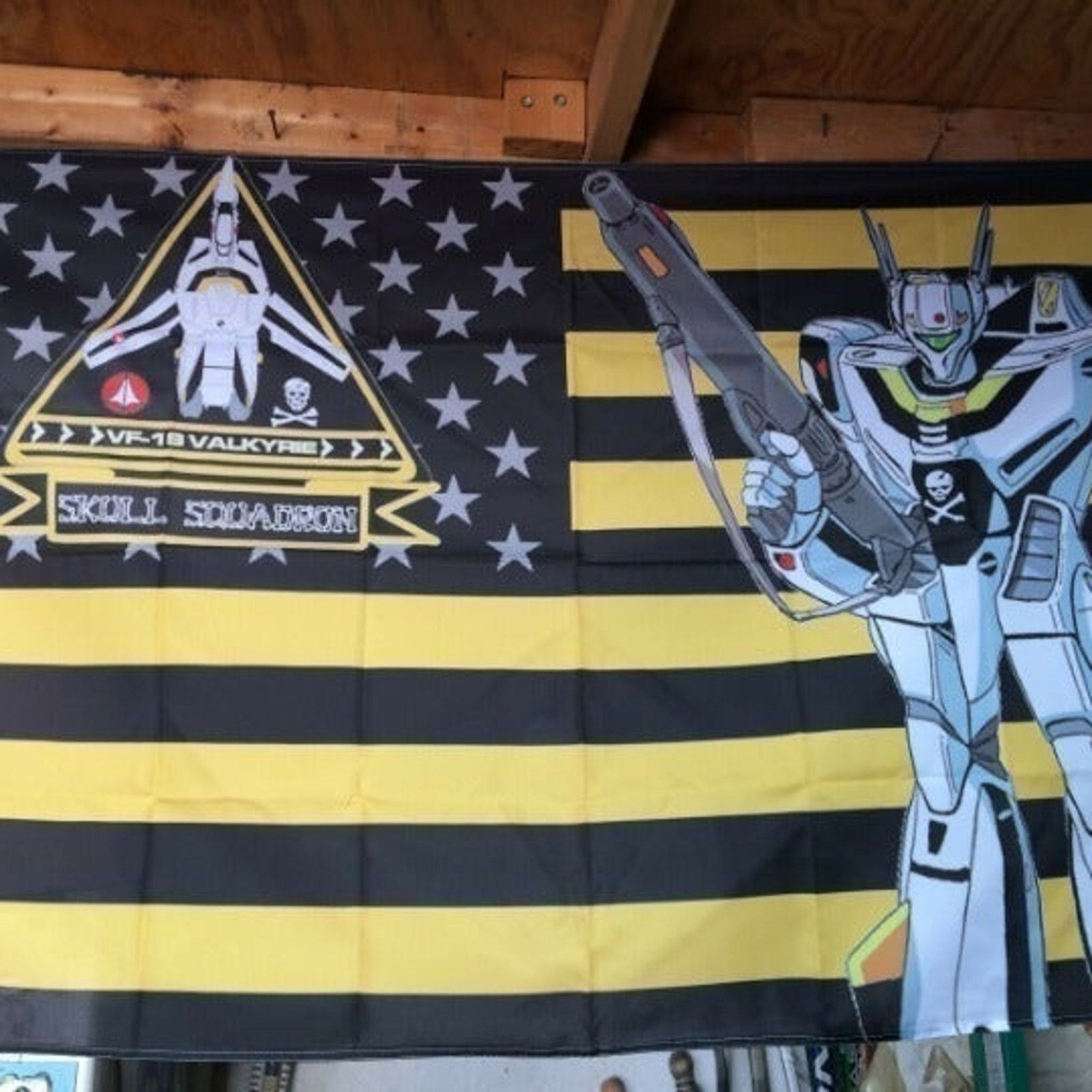 Other Robotech Macross 5ft Veritech Flag Rick Skull Squadron Size ONE SIZE - 2 Thumbnail