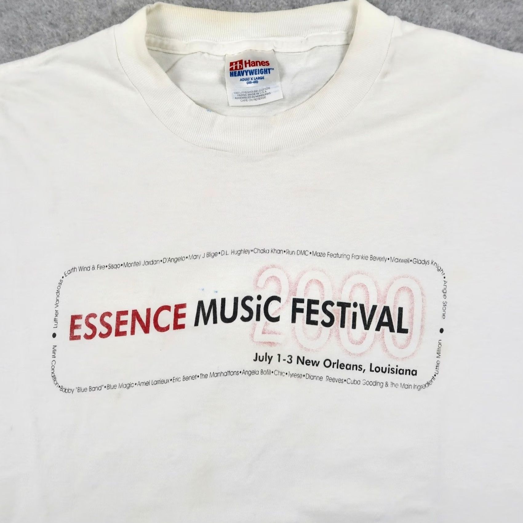 Hanes VINTAGE Hanes T Shirt Mens XL White Essence Music Festival 2000 New Orleans LA Hip Hop Graphic Tee Size US XL / EU 56 / 4 - 3 Thumbnail