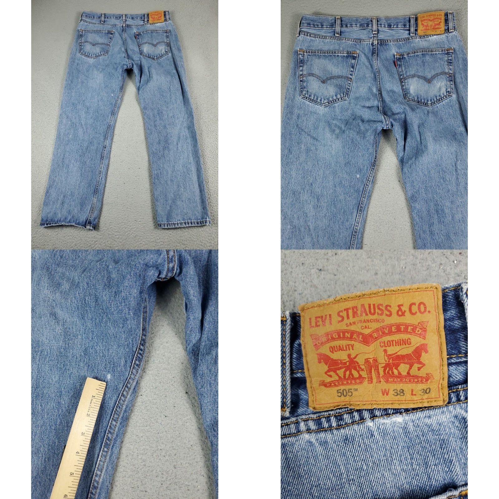 Levi's Levis 505 Jeans Mens 38x30 Blue Straight Leg Denim Pants Cotton Classic American Style Size US 38 / EU 54 - 8 Thumbnail