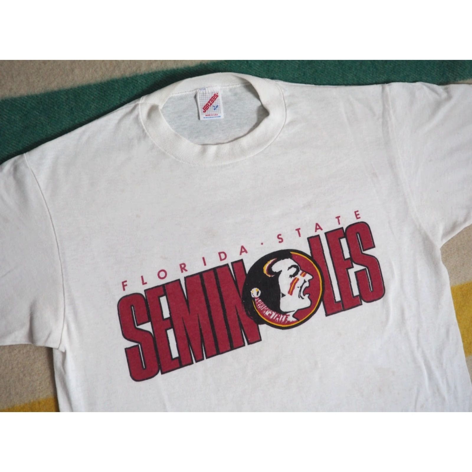 Jerzees VTG 90s Jerzees Florida State Seminoles FSU University White Tee T-Shirt L Mens Short Sleeve Cotton Graphic Tee Decade 1990s Size L Color White Size US L / EU 52-54 / 3 - 2 Thumbnail