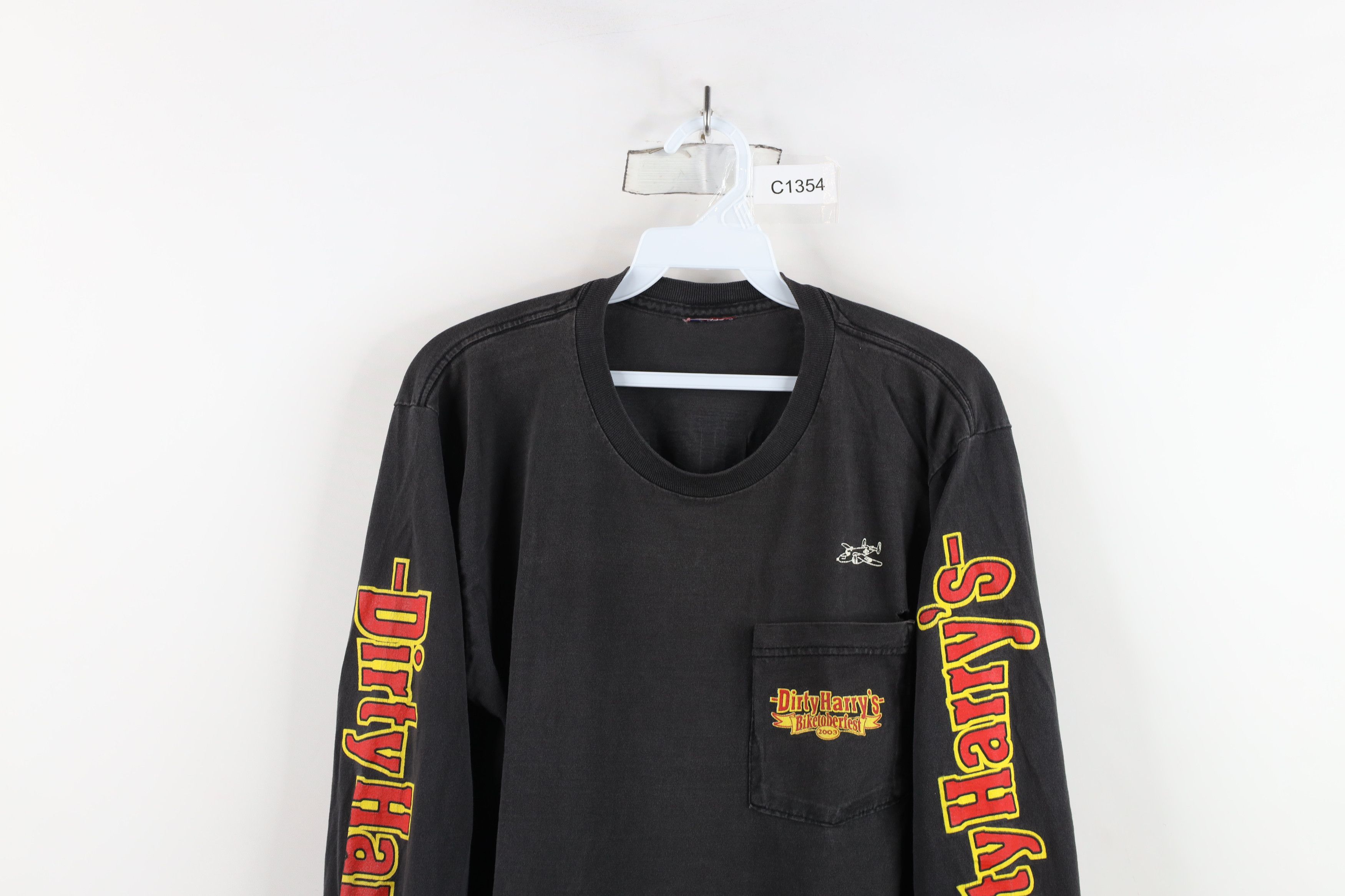 Vintage Vintage Y2K 2003 Harrys Skull Motorcycle Long Sleeve T-Shirt Size US M / EU 48-50 / 2 - 2 Thumbnail