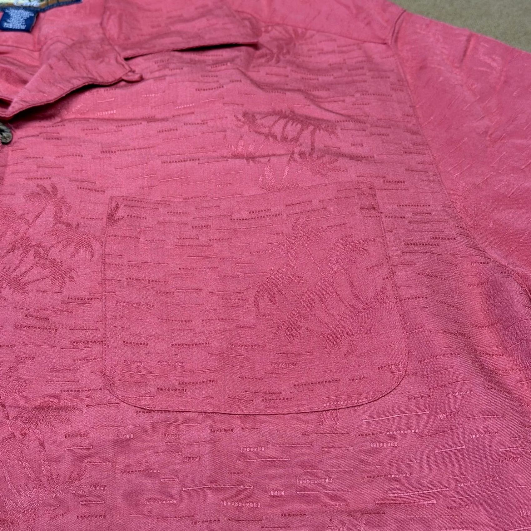 Vintage Havana Jack's Cafe Shirt Mens Medium Pink Palm Tree Camp Hawaiian Button Front Tropical Graphic Print Size US M / EU 48-50 / 2 - 3 Thumbnail