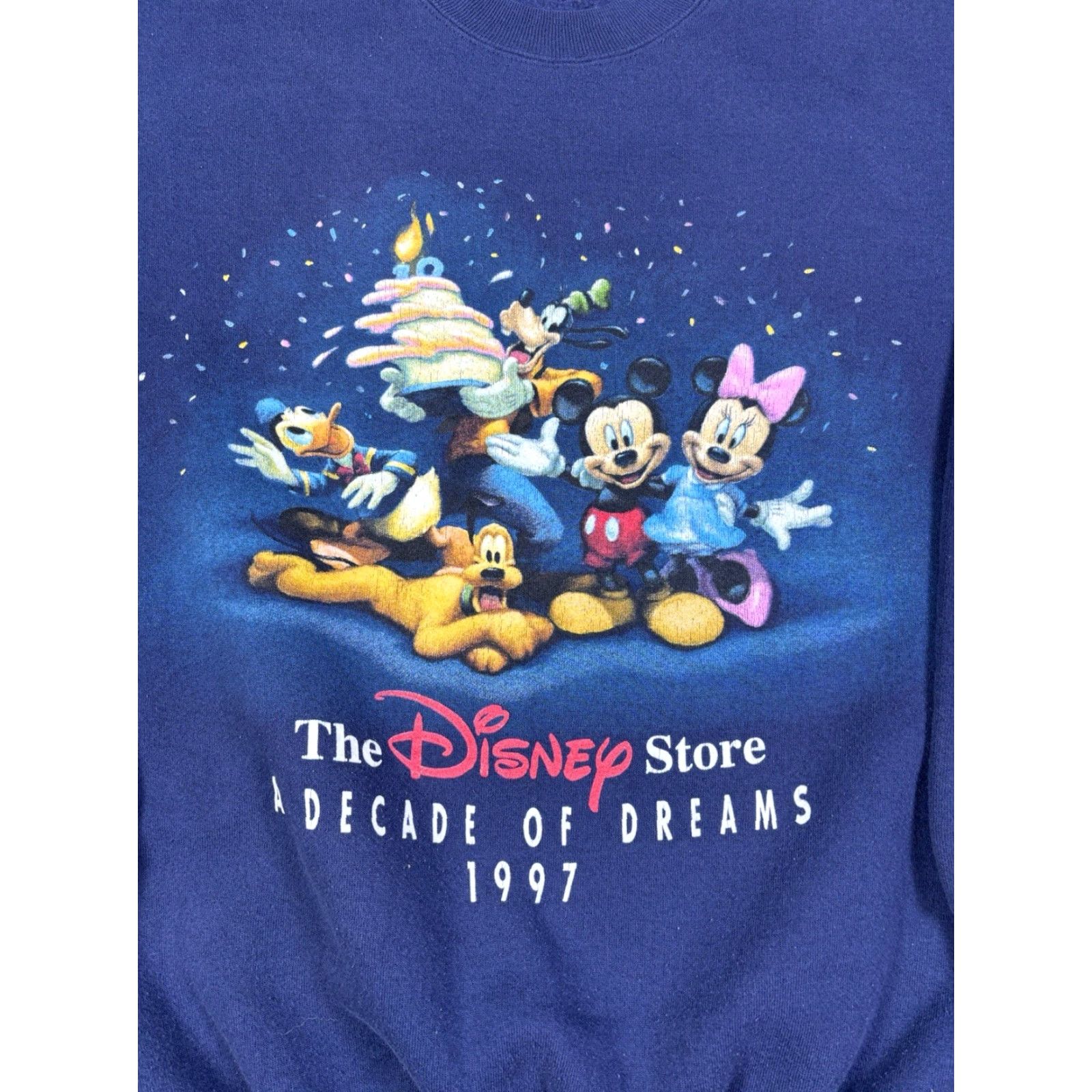 Disney VINTAGE Disney Sweatshirt XL Blue Cartoon 1990s 90s Mickey Minnie Logo Graphic Print Pullover Men Size US XL / EU 56 / 4 - 2 Thumbnail