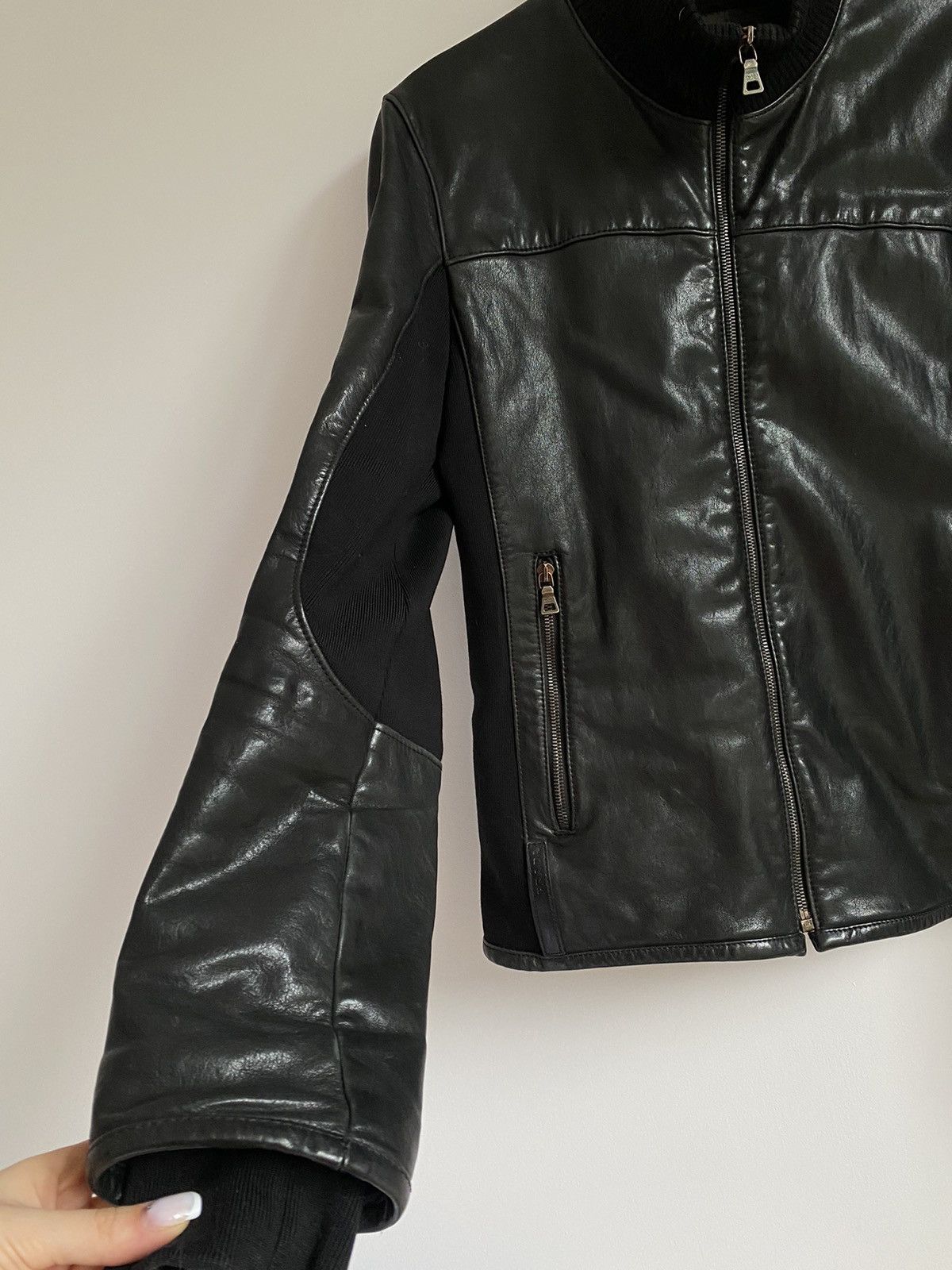 Prada Prada vintage black leather wool biker jacket Size US M / EU 48-50 / 2 - 7 Thumbnail