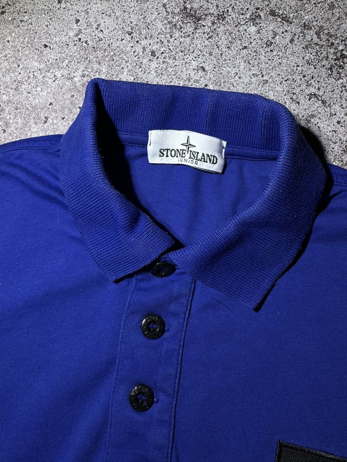 Massimo Osti × Stone Island Stone Island Junior 12/156 blue polo T-shirt Size US XS / EU 42 / 0 - 4 Thumbnail