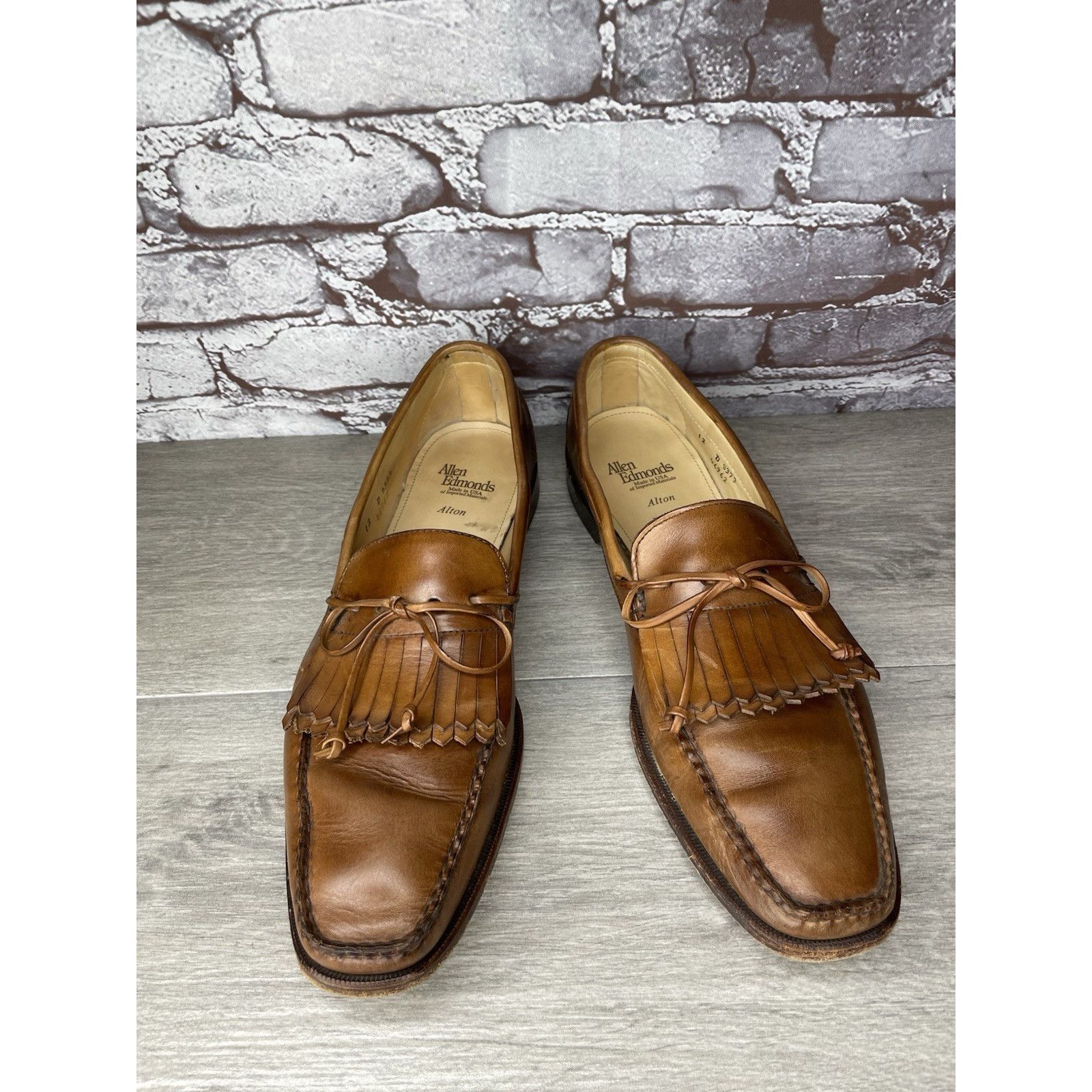 Allen Edmonds Allen Edmonds Alton USA Brown Leather Kiltie Square Toe Loaf Size US 12 / EU 45 - 3 Thumbnail