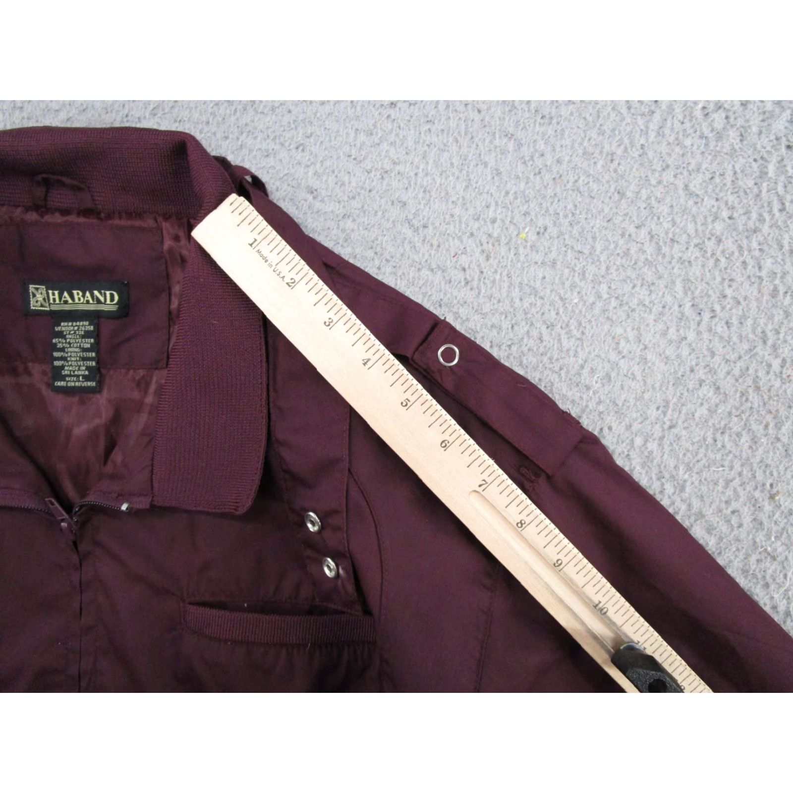Haband VINTAGE Haband Bomber Jacket Men L Burgundy Maroon Full Zip 4 Pockets Red Solid 80s Retro Y2K Mens Size US L / EU 52-54 / 3 - 7 Thumbnail