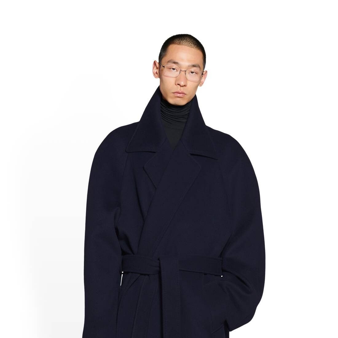 Balenciaga o1tr1nto0825 Raglan Coat in Navy Blue Size US M / EU 48-50 / 2 - 5 Thumbnail
