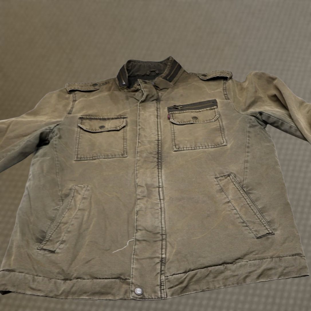 Levi's Levis Jacket Mens Medium Brown Washed Canvas Full Zip Rugged Military Field Size US M / EU 48-50 / 2 - 1 Thumbnail