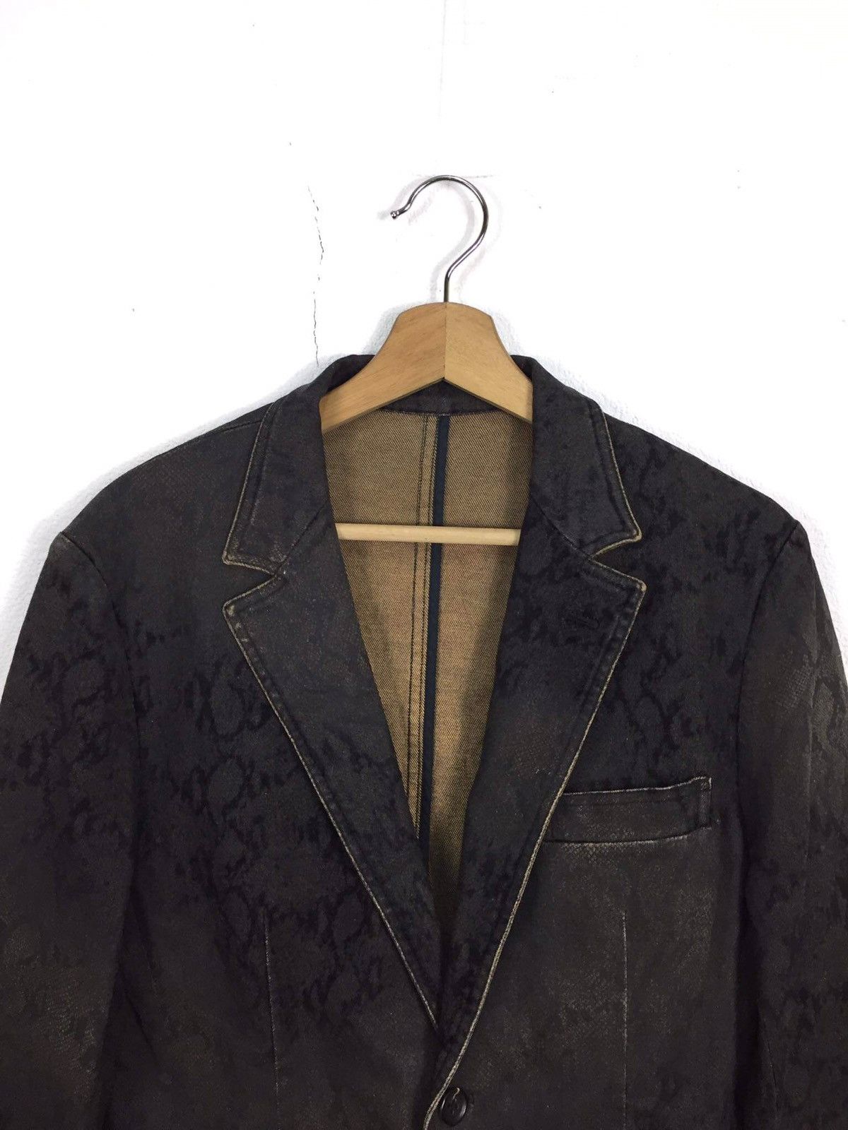 5351 POUR LES HOMMES Vintage 5351 Pourles Hommes Snake Skin Denim Jacket Size US S / EU 44-46 / 1 - 2 Thumbnail