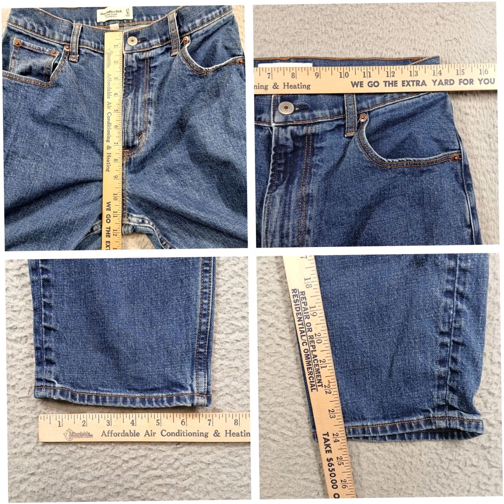 Abercrombie & Fitch VINTAGE Abercrombie & Fitch Curve Love The Ankle Straight Jeans 27P Blue 5-Pocket Stretch High Rise Womens 4S Size 27" / US 4 / IT 40 - 5 Thumbnail