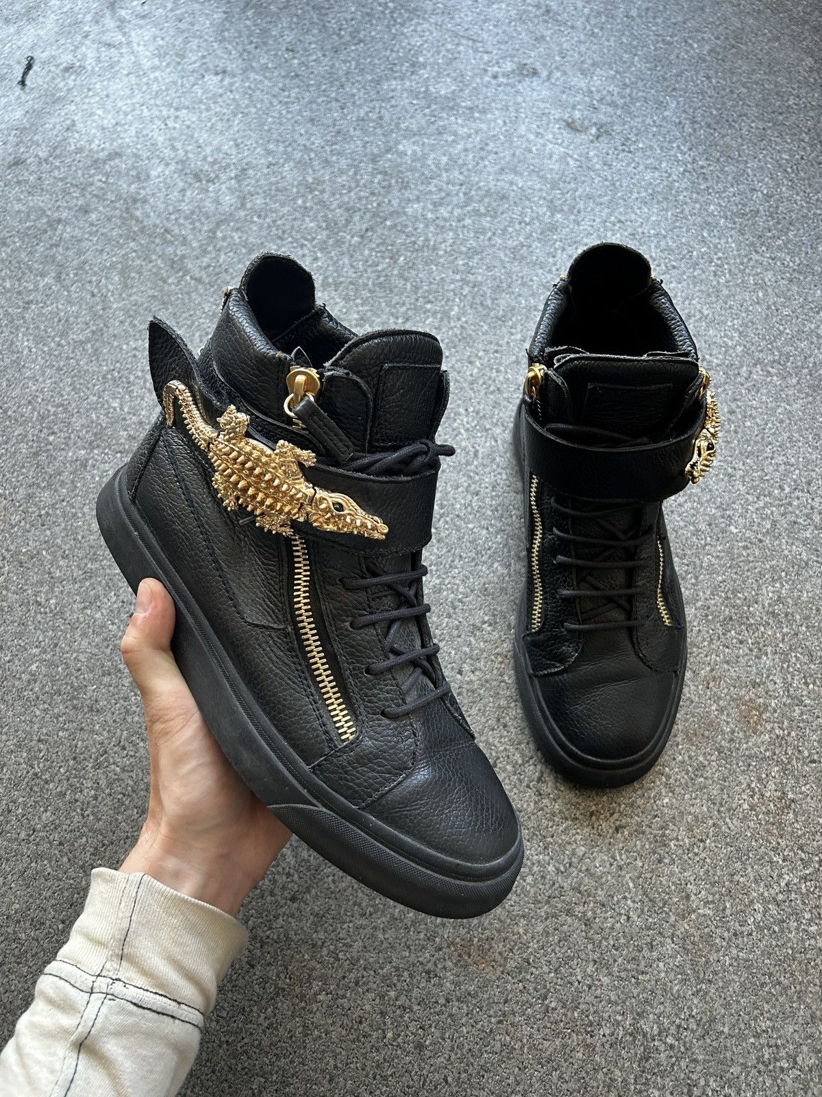 giuseppe zanotti NIB mens leather gator boots Giuseppe Zanotti Size Zip Boots Black Men 10 43 Leather High  main image 2