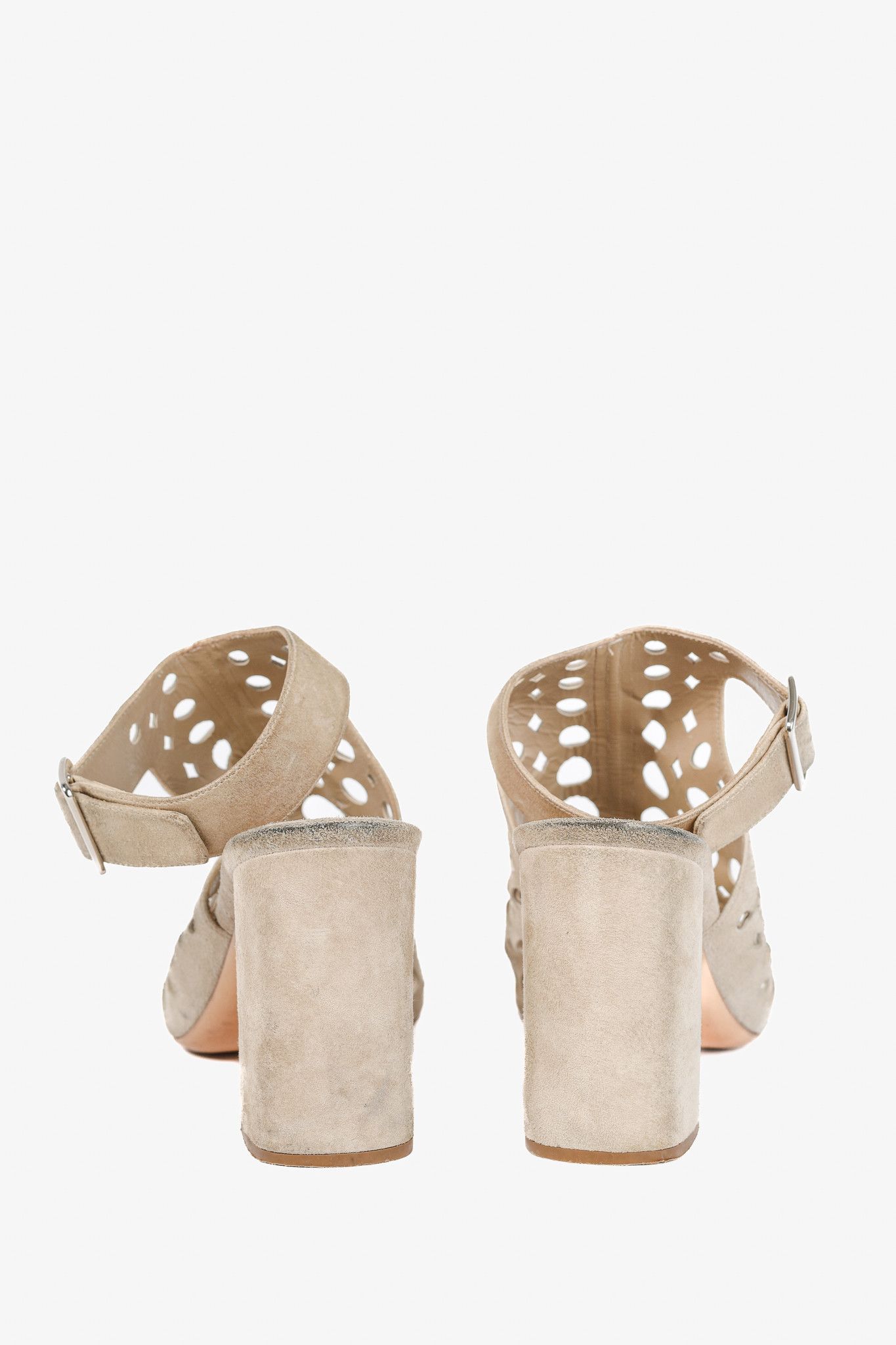 Prada Prada Quarzo Suede Laser Cut Ankle-Strap Sandals Size US 8.5 / IT 38.5 - 3 Thumbnail