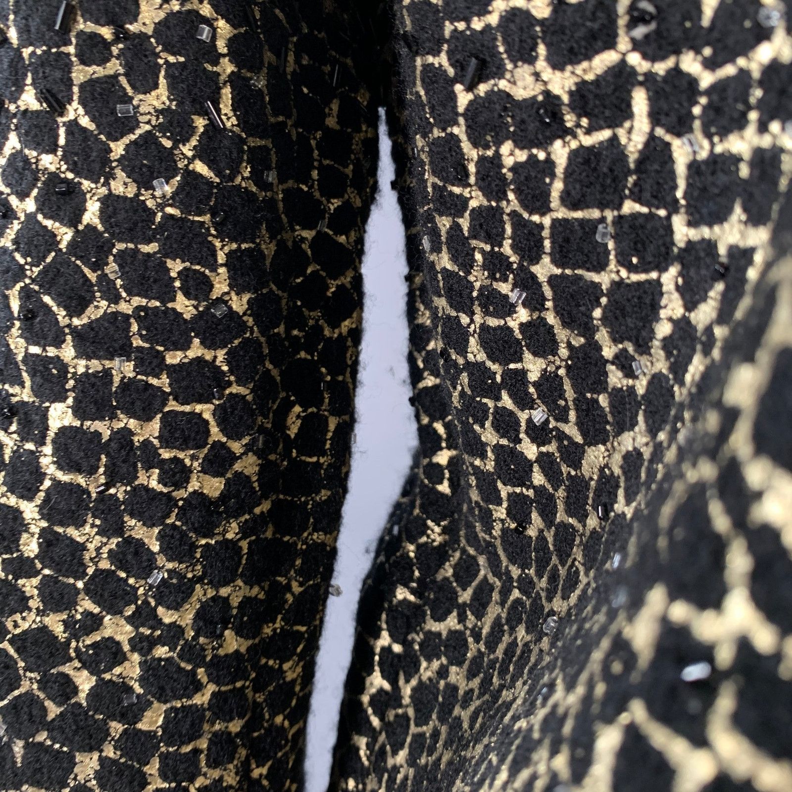 Diane von Furstenberg DIANE VON FURSTENBERG Joele Black Gold Wool Cropped Jacket Size S / US 4 / IT 40 - 6 Thumbnail