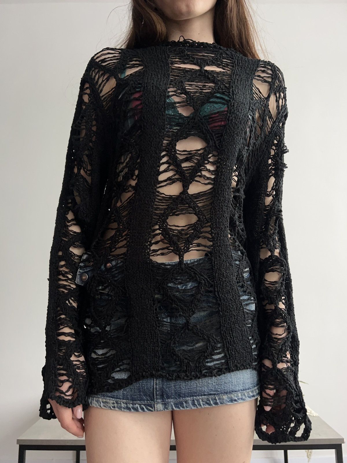 Vintage Amazing Knit Black Long sleeve Sweater Cardigan Vintage Y2K Size S / US 4 / IT 40 - 3 Thumbnail