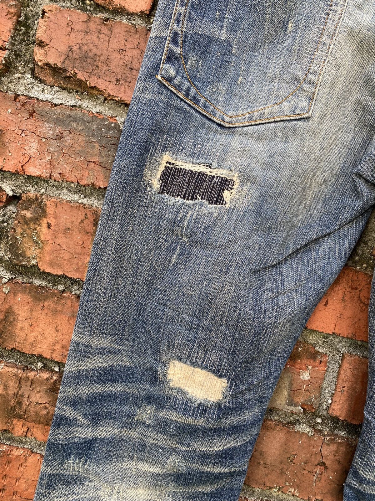 Japanese Brand W34x33 distressed Bit Blue japanese brand denime Size 34" / US 12 / IT 48 - 7 Thumbnail
