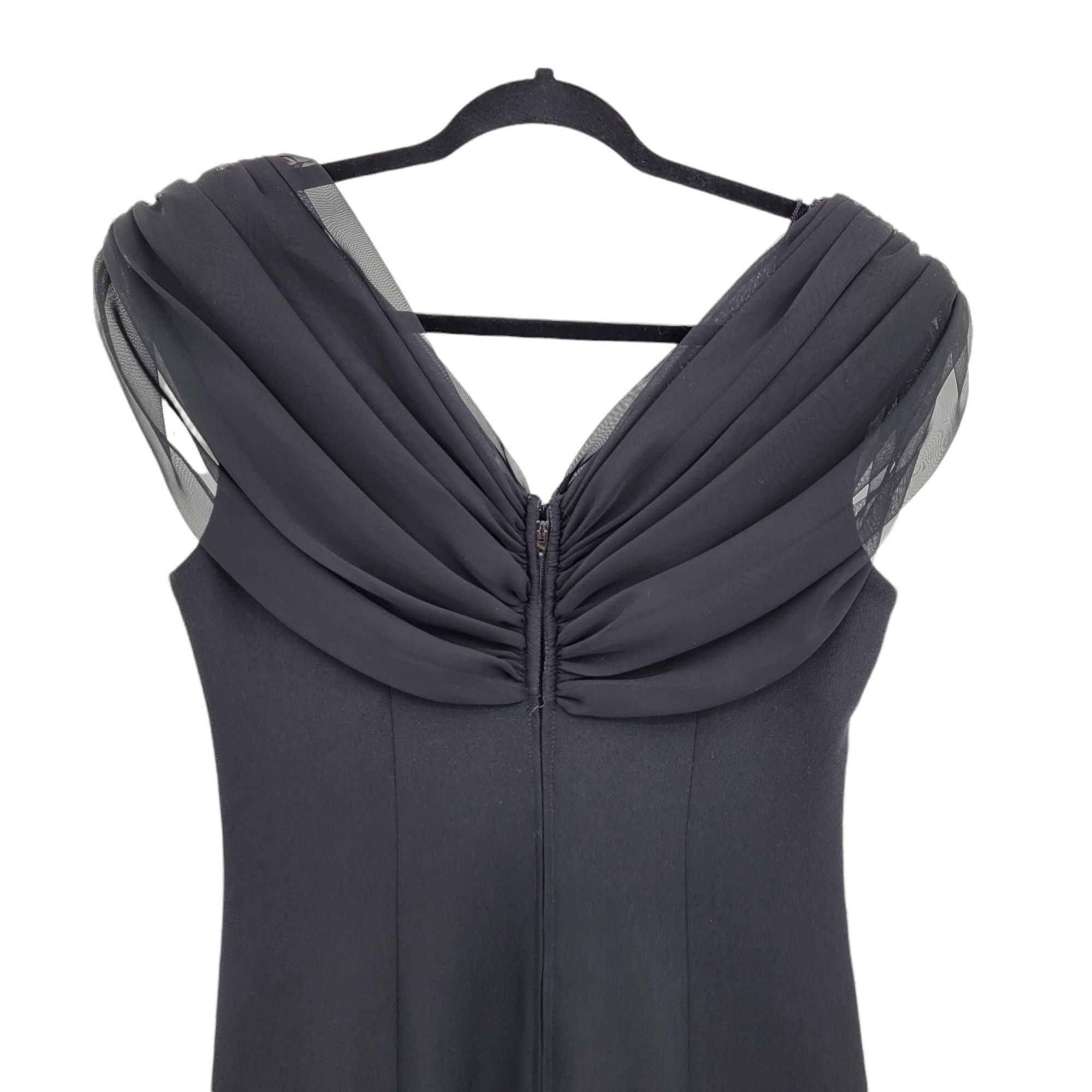 Vintage Vtg 80's Little Black Dress Sz 8 Cocktail Jewel Sheer Draped Size M / US 6-8 / IT 42-44 - 7 Thumbnail