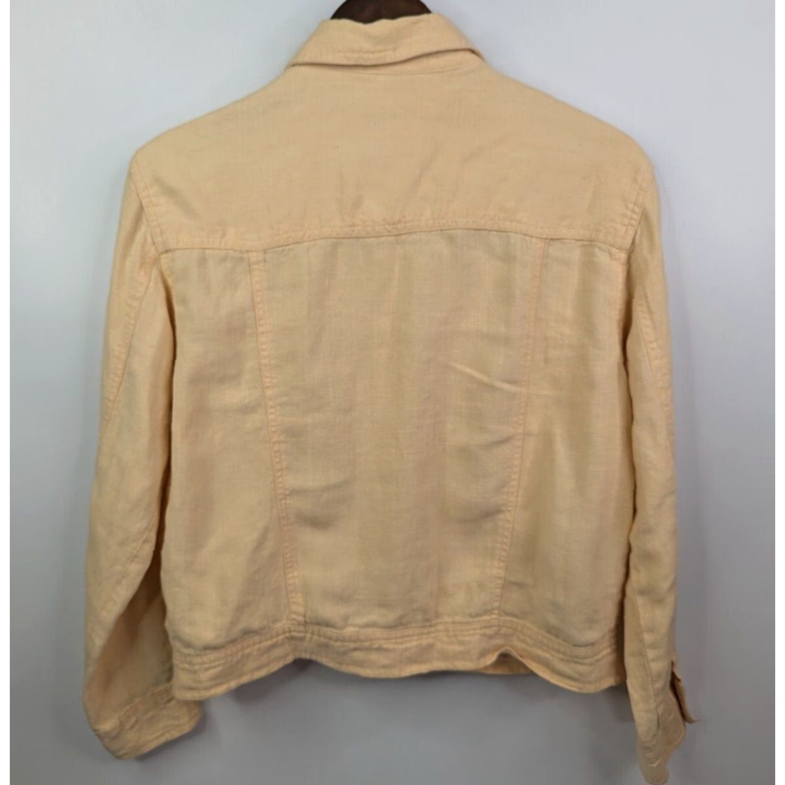 J. Jill VINTAGE J Jill Jacket Women's XS Petite Yellow Linen Button Up Long Sleeve Pockets Size XS / US 0-2 / IT 36-38 - 6 Thumbnail