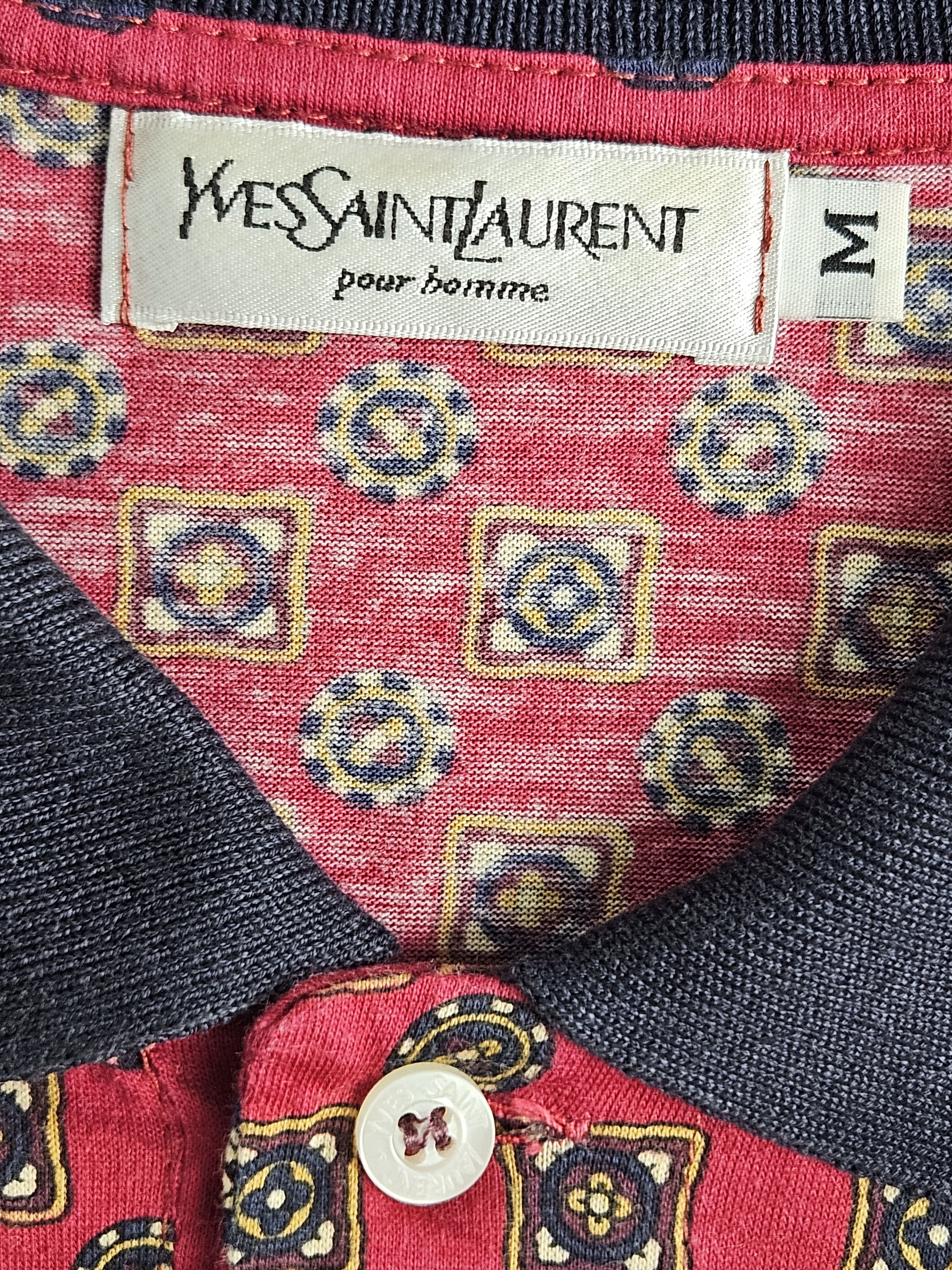 Vintage Vintage Yves Saint Laurent pour homme Abstract motive polo Size US M / EU 48-50 / 2 - 4 Thumbnail