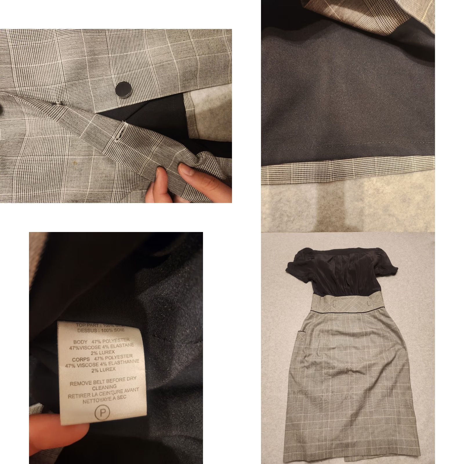 Badgley Mischka Vintage Badgley Mischka Dress Women's XS Midi Silk Top Plaid Skirt Cottagecore Size XS / US 0-2 / IT 36-38 - 10 Thumbnail