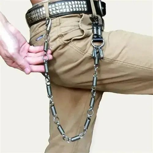 Jewelry Spring Motorcycle Chain Trousers in Silver, Men's