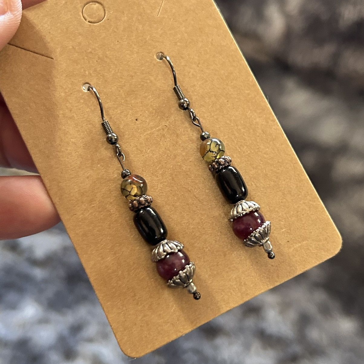 Handmade Handcrafted elegant genuine stone cat eye glass earrings Size ONE SIZE - 1 Thumbnail