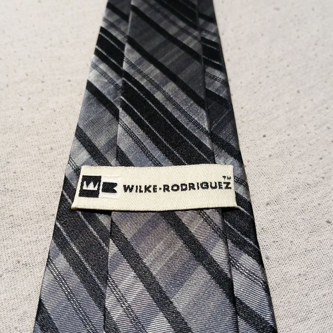 Vintage Wilke-Rodriguez Necktie 100% Silk Black Gray Plaid Skinny Tie 58" x 2.75" Mens Tie Size ONE SIZE - 4 Thumbnail