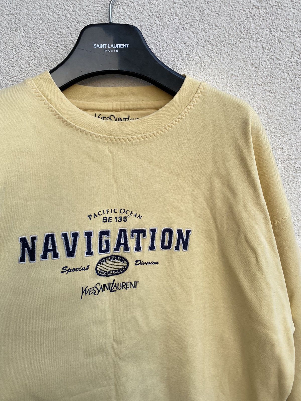 Yves Saint Laurent 90s YSL Sweatshirt Yellow Sweater Vintage Big Logo y2k Size US L / EU 52-54 / 3 - 1 Thumbnail