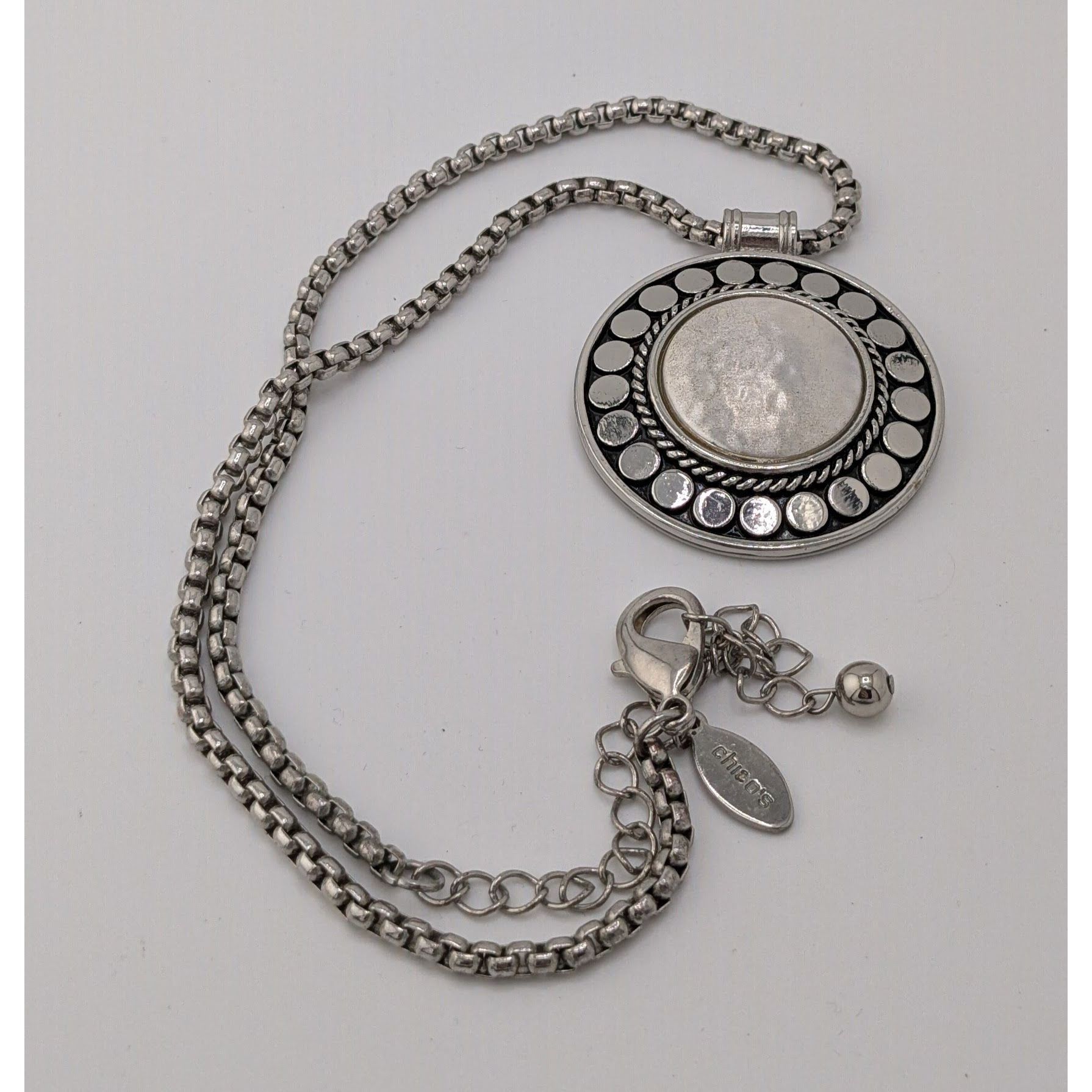 Chicos Vintage Chico's Brutalist Bohemian Silver Tone Medallion Nec Size ONE SIZE - 7 Thumbnail