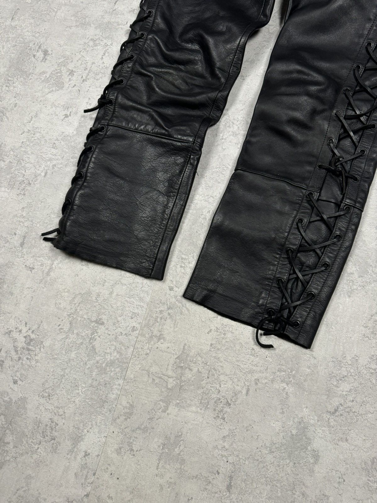 Genuine Leather Vintage Genuine Leather Motorcycle Biker Pants Stripes Siz52 Size US 35 - 4 Thumbnail