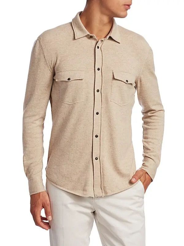 Brunello Cucinelli o1w1db10924 Polo Sweater in Medium Beige Size US XL / EU 56 / 4 - 2 Thumbnail