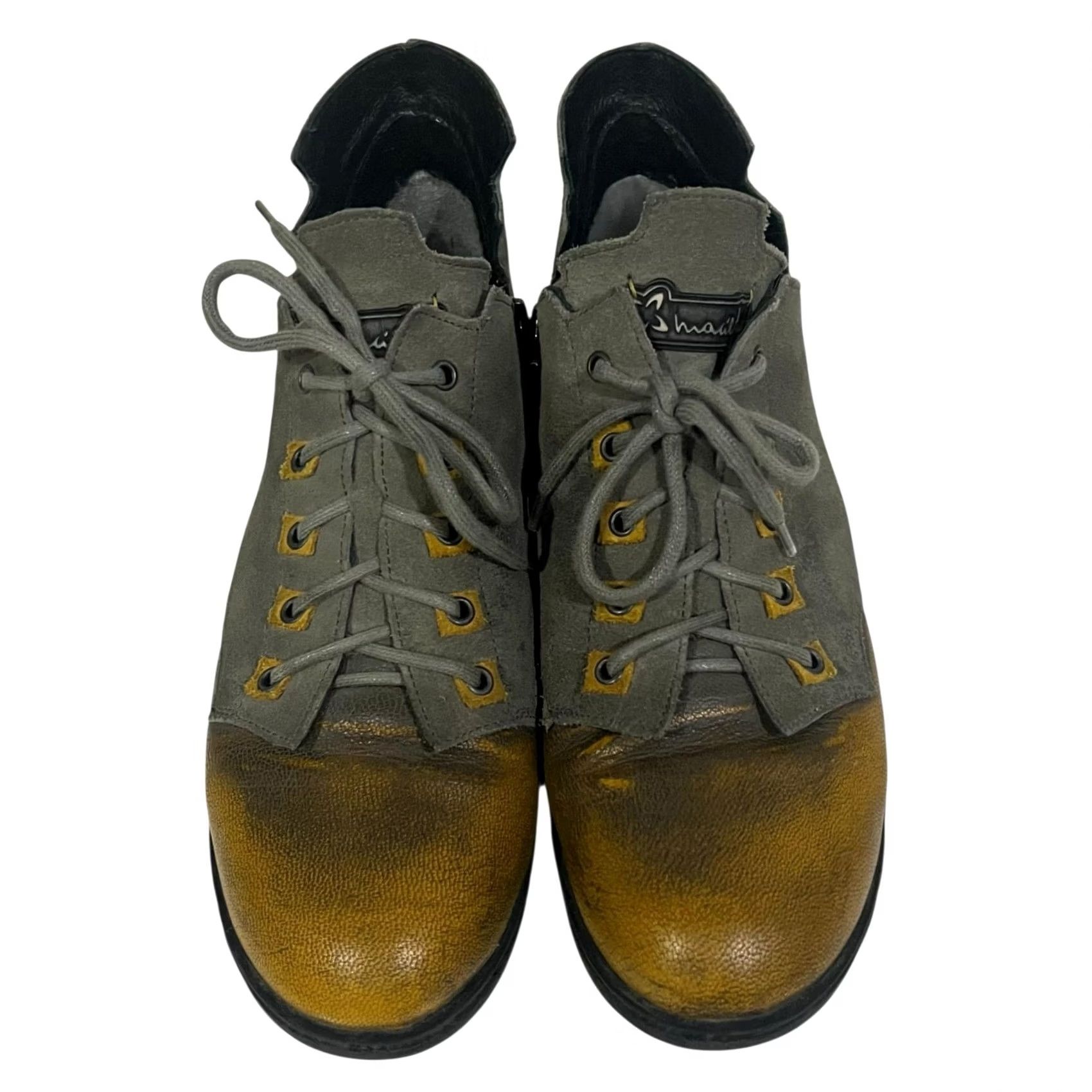 Vintage Maciejka Ankle Boots Boots Leather Gray Yellow Vintage-Look Zip Sz 8 Womens Shoes Size US 8 / IT 38 - 4 Thumbnail