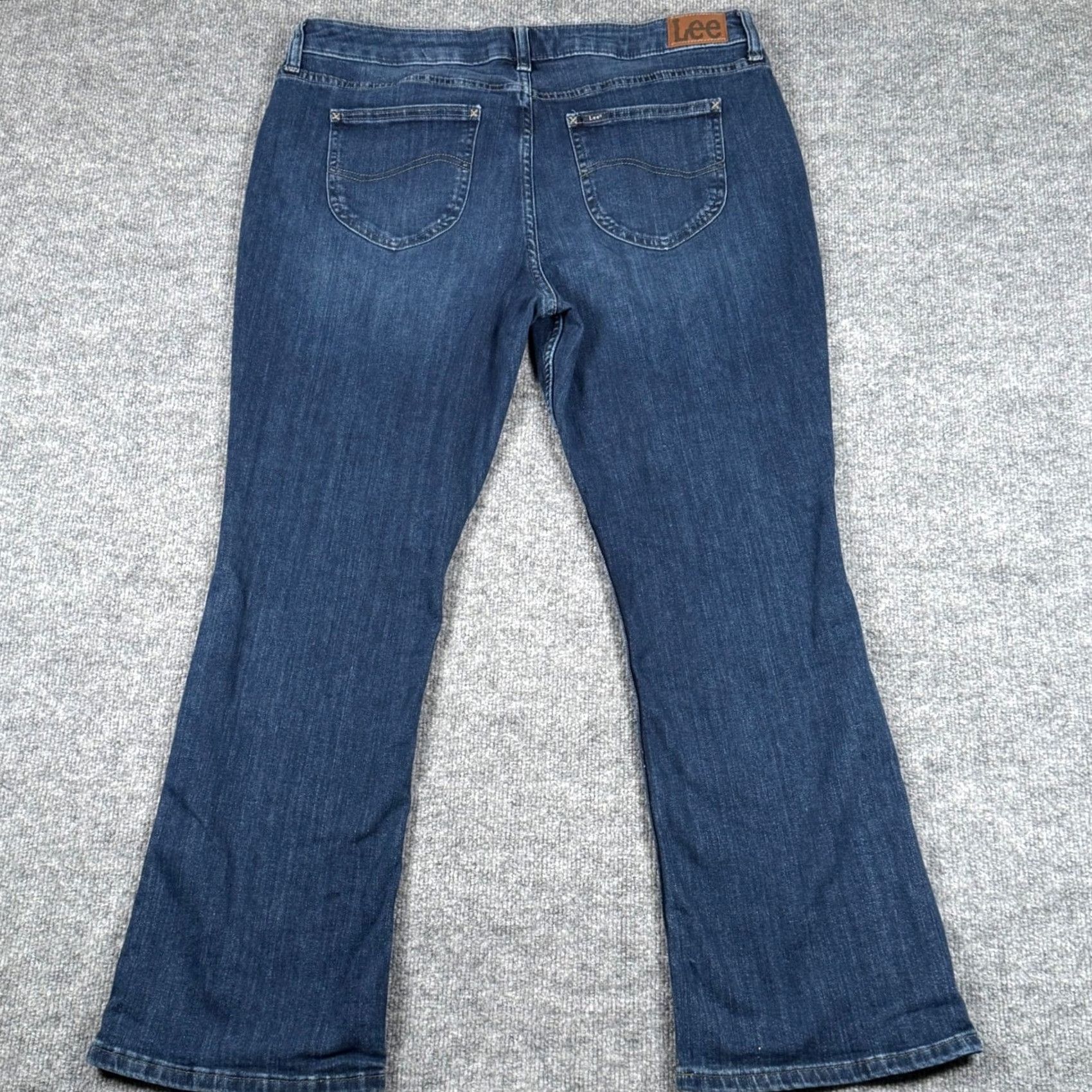 Lee Lee Women Jeans Bootcut 18S Denim Blue 5-Pocket Stretch Classic Mid Rise Size 40" / US 18 - 4 Thumbnail