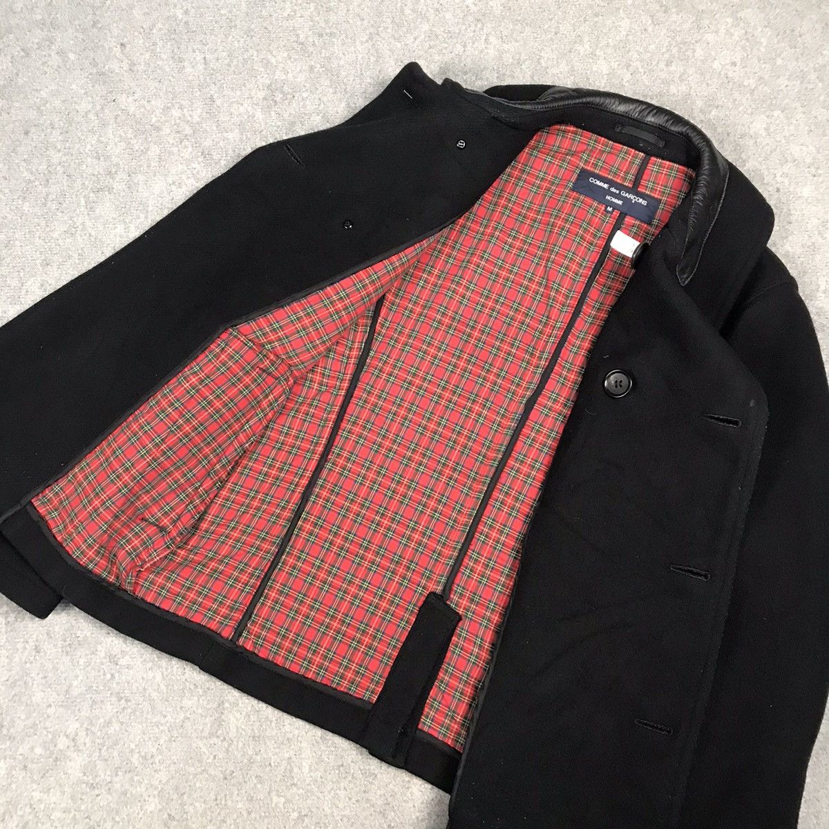 Comme des Garcons × Comme des Garcons Homme COMME DES GARÇONS WOOL JACKET LEATHER COLLAR Size US M / EU 48-50 / 2 - 9 Thumbnail
