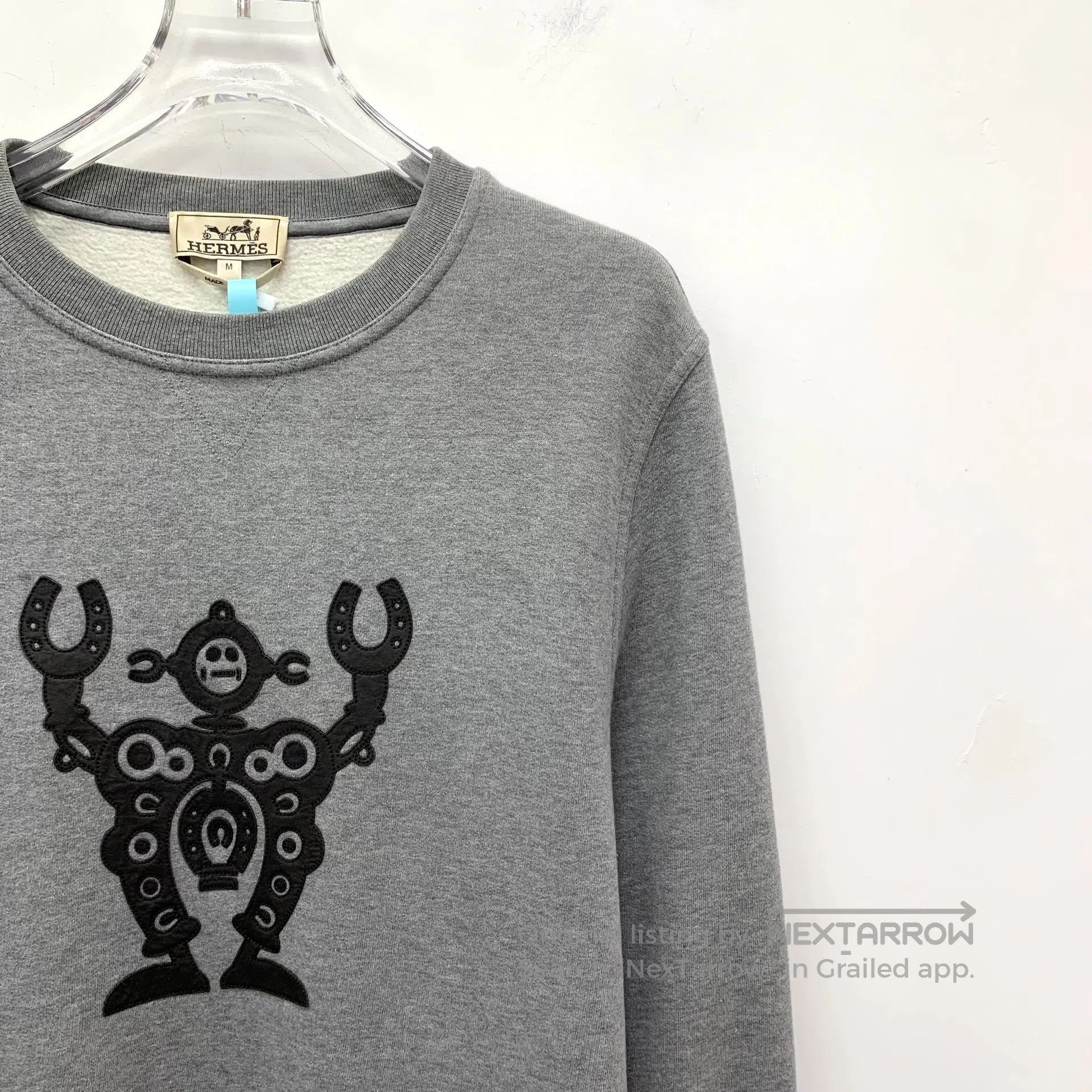 Hermes Hermes Gray robot leather patched crew neck long-sleeved s Size US M / EU 48-50 / 2 - 3 Thumbnail