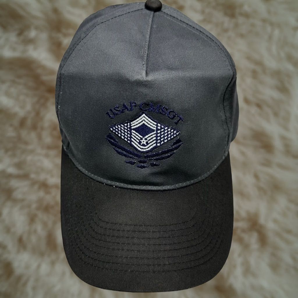 Vintage US Air Force USAF CMSGT Gray Adjustable Ball Cap 100% Cotton Baseball Hat Mens One Size Baseball Cap Gray US Air Force Cap Size ONE SIZE - 1 Thumbnail