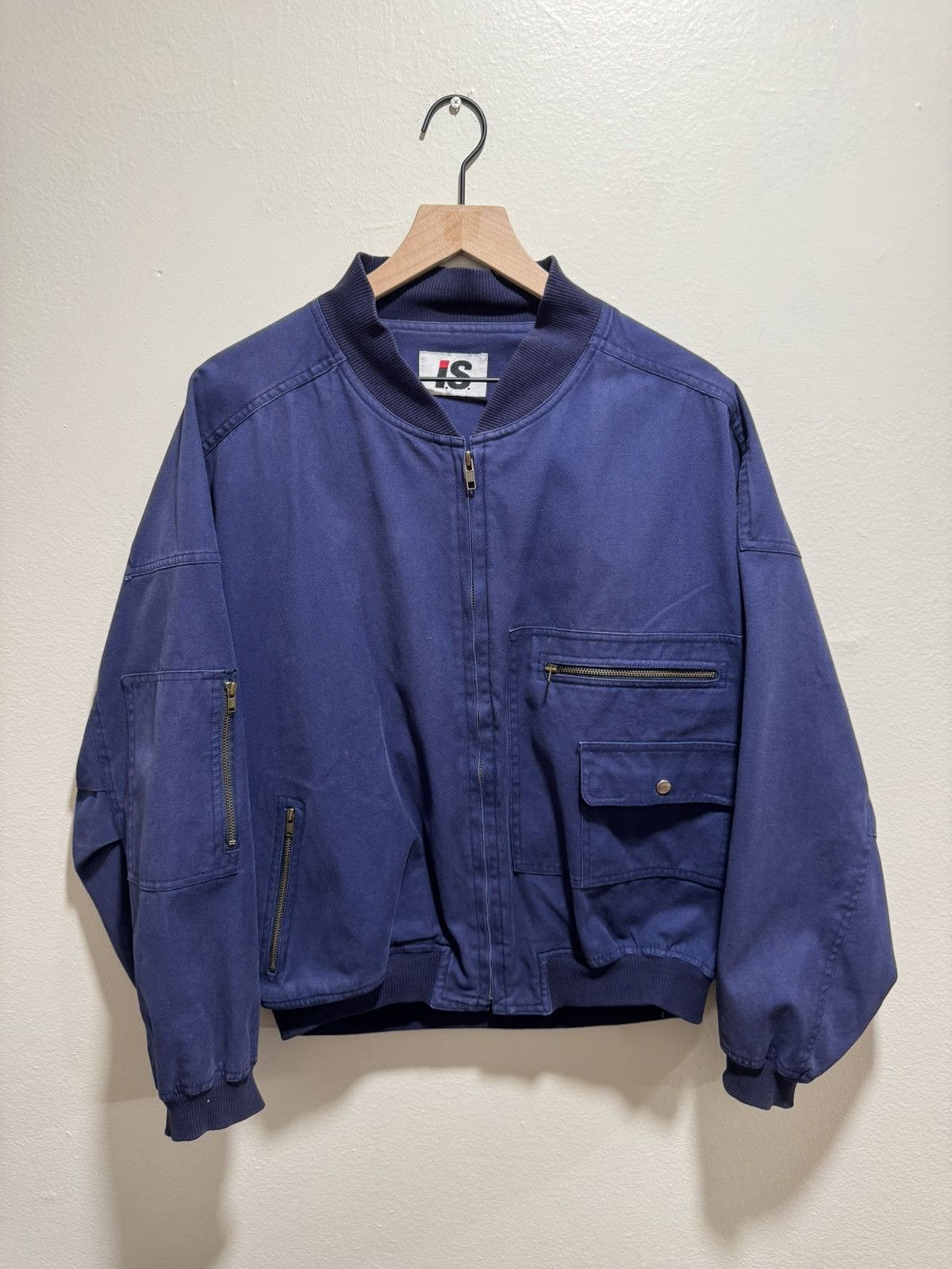 Issey Miyake 80’s Issey Miyake IS Sport Big Logo Navy Zip Up Bomber Size US L / EU 52-54 / 3 - 2 Thumbnail