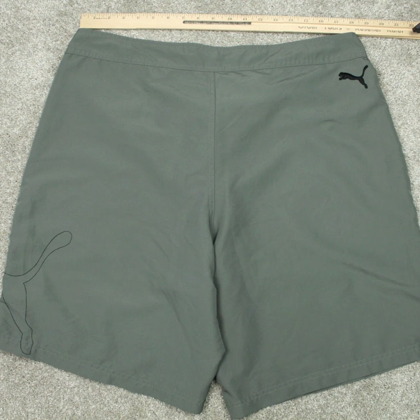 Puma PUMA Board Shorts Mens XL 100% Polyester Green Beach Surfing Logo Drawstring Men's XL Bathing Swim Suit Trunks Size US 36 / EU 52 - 3 Thumbnail