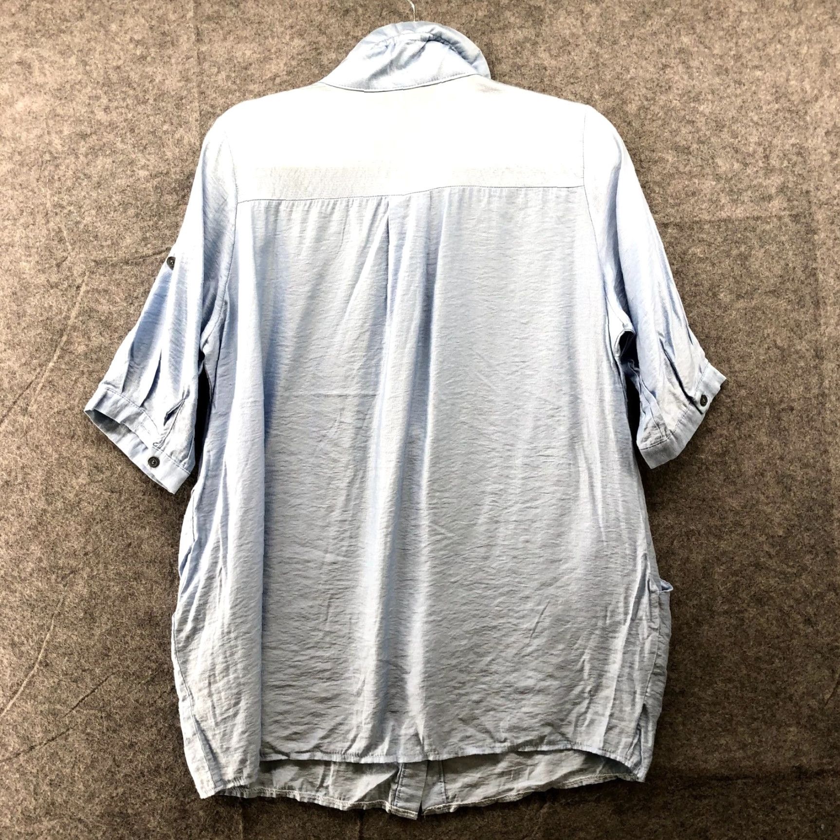 J Brand Merbe Womens Blue Tunic Button Up Shirt Ruffle Collar Sz M Size M / US 6-8 / IT 42-44 - 2 Thumbnail