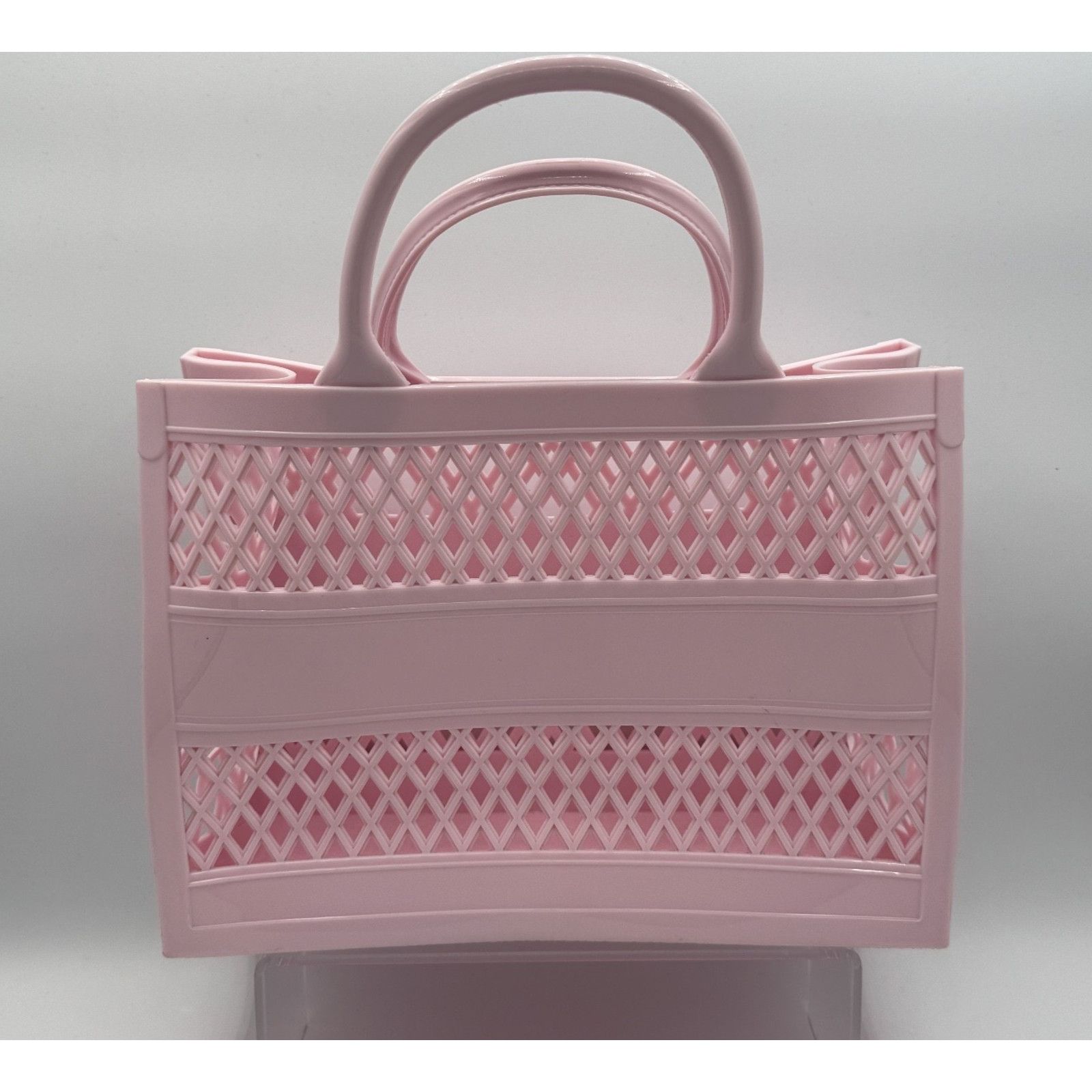 Other Womens Double Handles Pink Plastic Tote Bag w/ Strap Hooks Size ONE SIZE - 1 Thumbnail