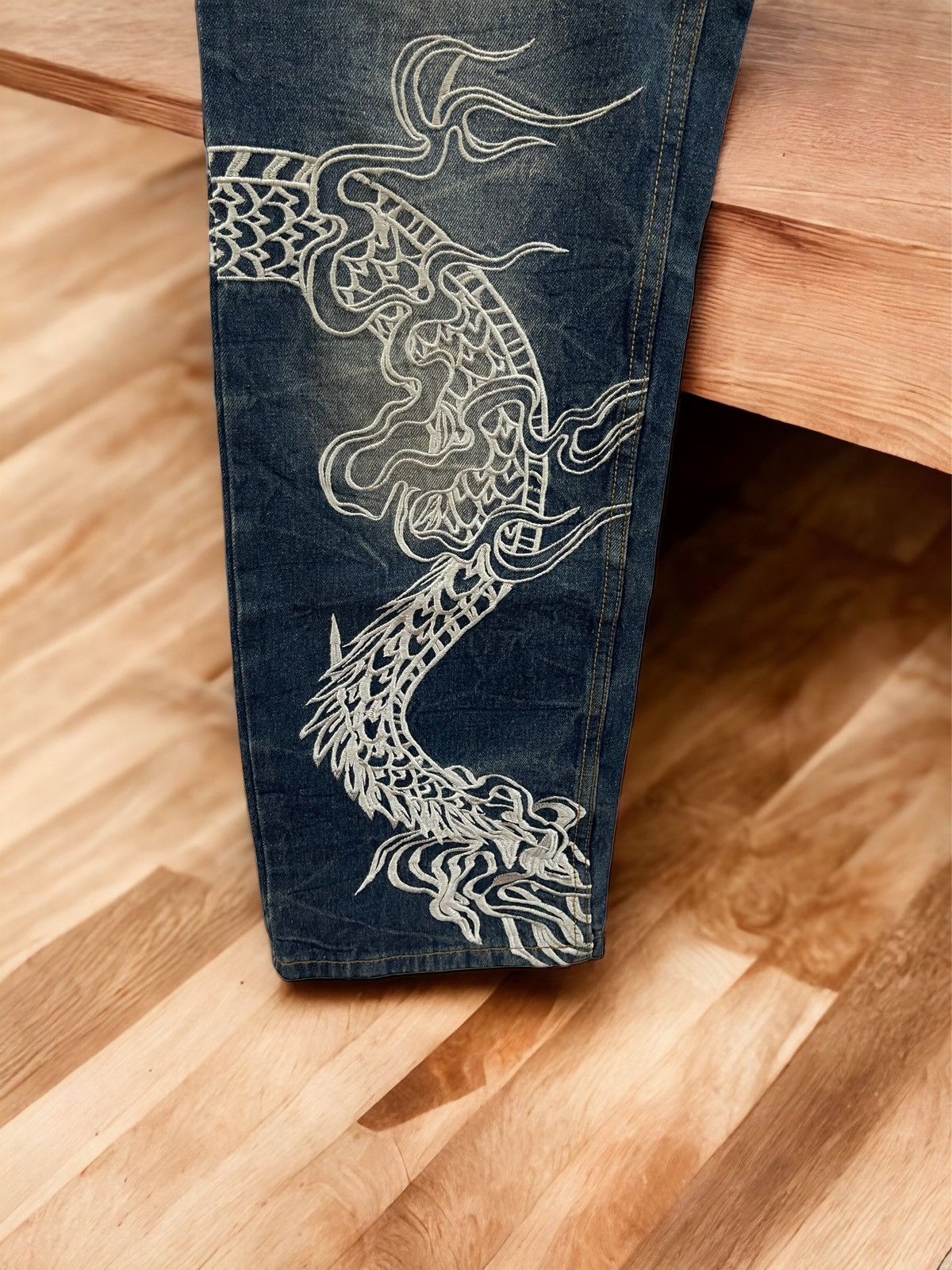 Japanese Brand × Vintage Vintage Japanese Hishyouhakurei Dragon Embroidery Jeans Size US 33 - 4 Thumbnail