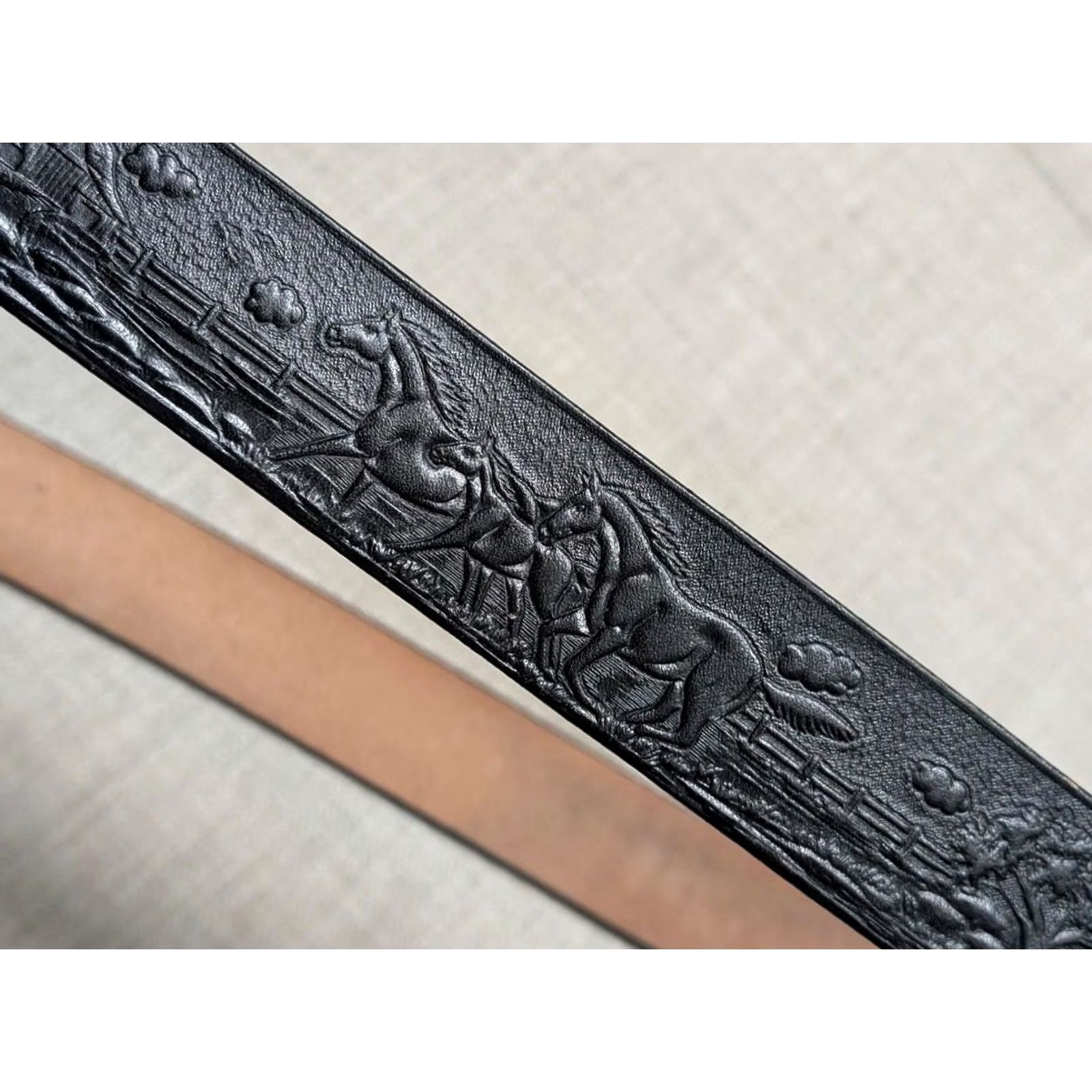 Vintage VINTAGE handcrafted western belt 44 black leather Buckle belt Equestrian Southwestern Men Size 44 - 3 Thumbnail