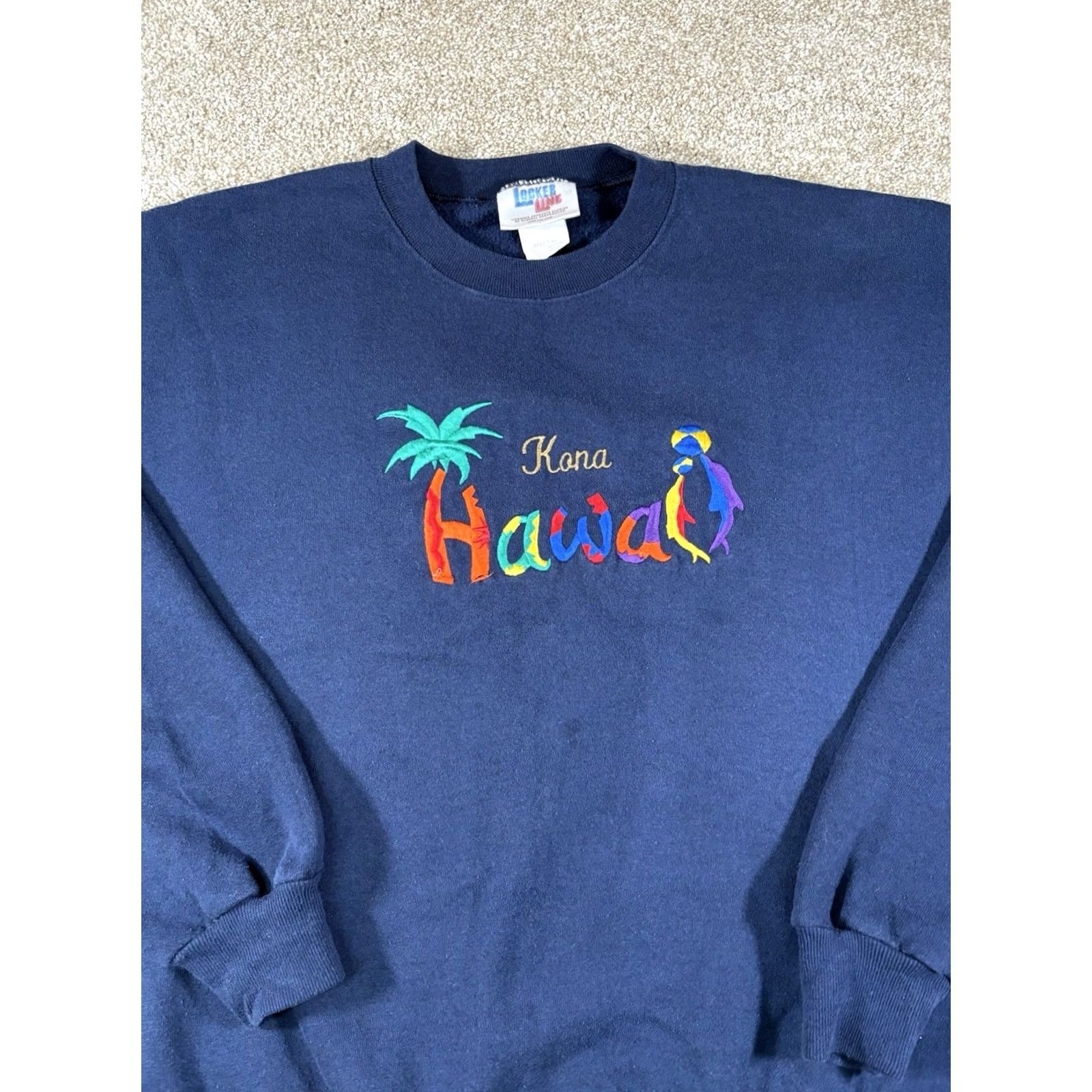 Vintage VINTAGE Kona Hawaii Sweatshirt Navy XL Crewneck Locker Line USA Made Unisex Adults 90s Logo Embroidered Classic Knit Crew Neck Pullover Size US XL / EU 56 / 4 - 2 Thumbnail